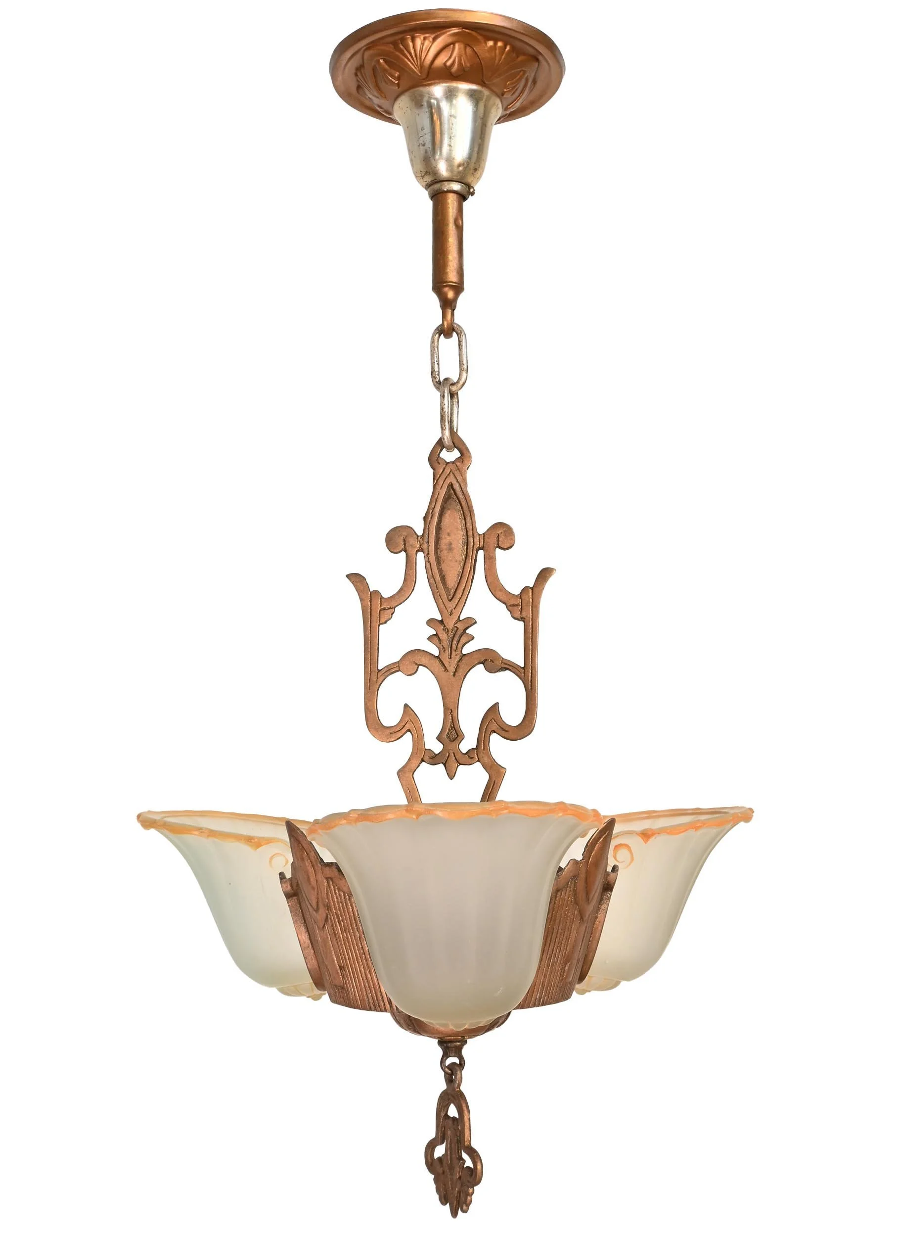 26073+gold+tip+slipshade+copper+gilt+chandelier+1.jpg