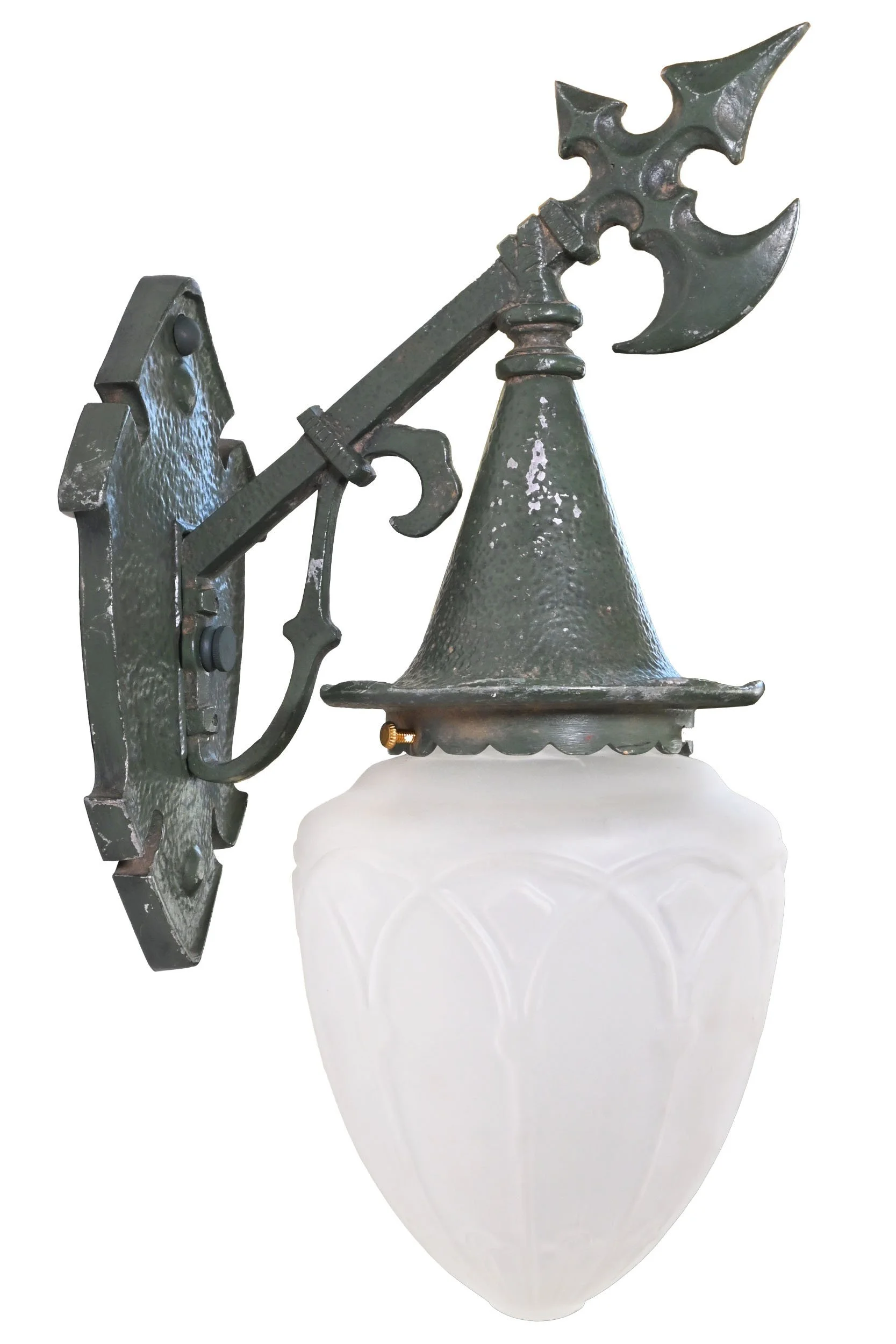 26131+battle+axe+aluminum+sconce+with+green+paint+finish+and+gothic+shade+3.jpg
