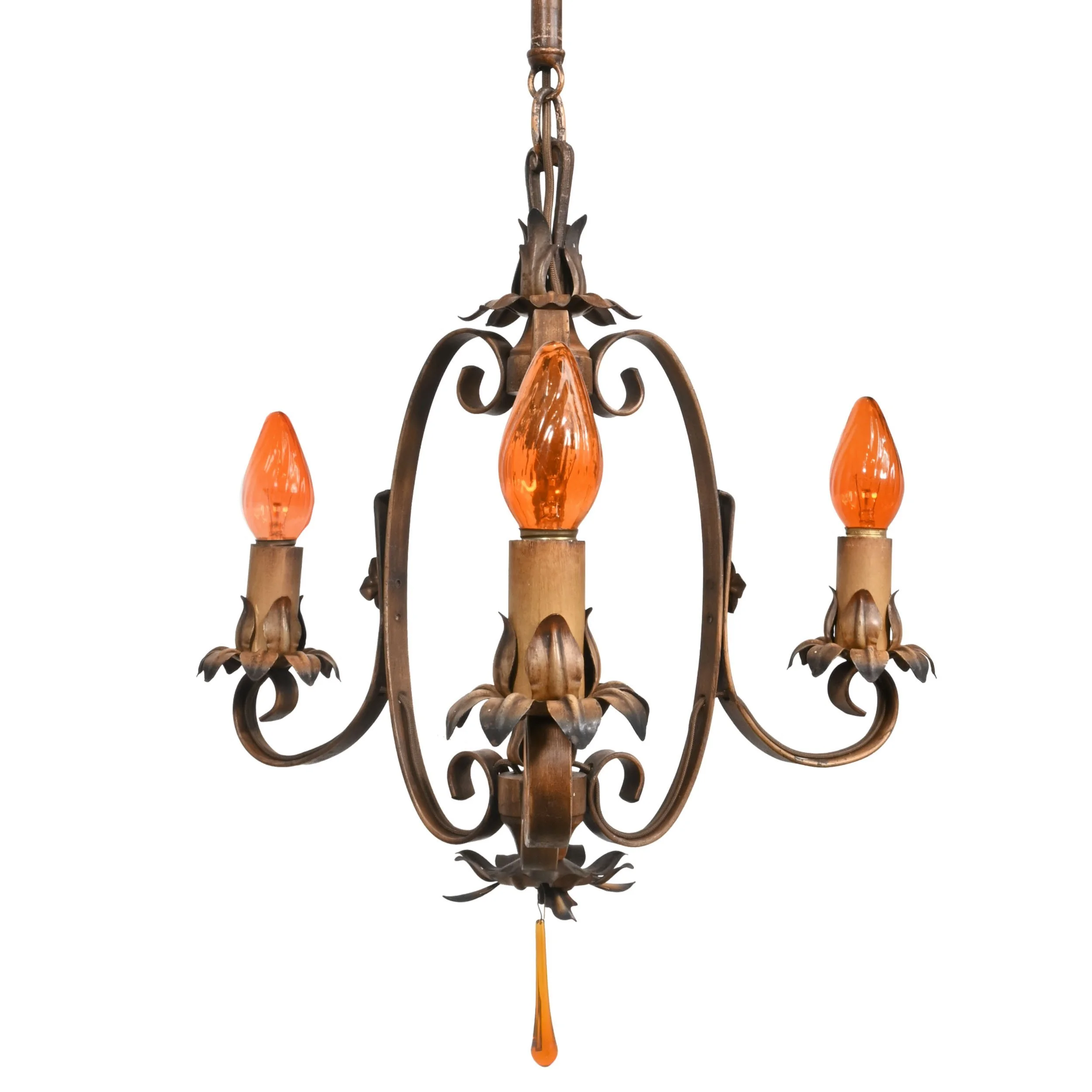26133+wrought+iron+polychrome+three+candle+chandelier+with+amber+drop+1.jpg