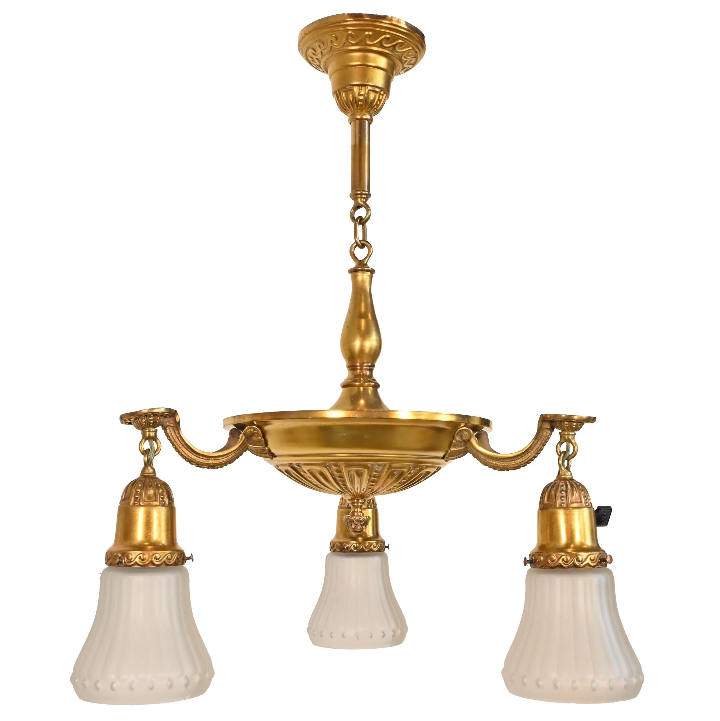 62941+stamped+brass+and+copper+three+arm+pan+fixture+with+wave+pattern+and+frosted+shades+1.jpg