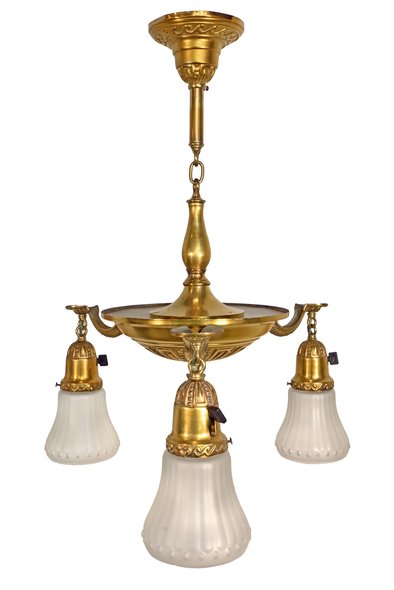 62941+stamped+brass+and+copper+three+arm+pan+fixture+with+wave+pattern+and+frosted+shades+2.jpg