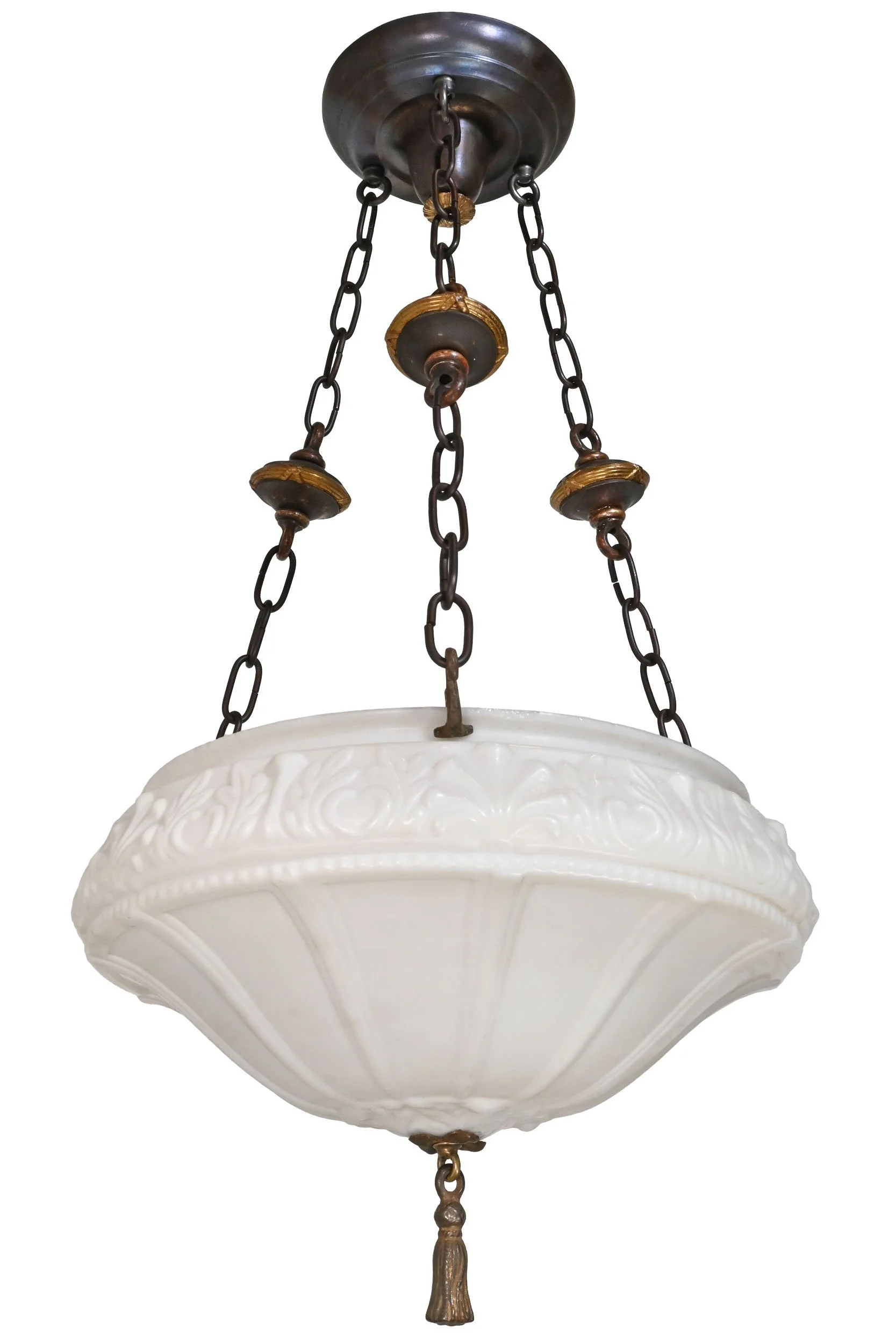 26170+white+glass+bowl+on+brass+three+chain+fixture+1.jpg