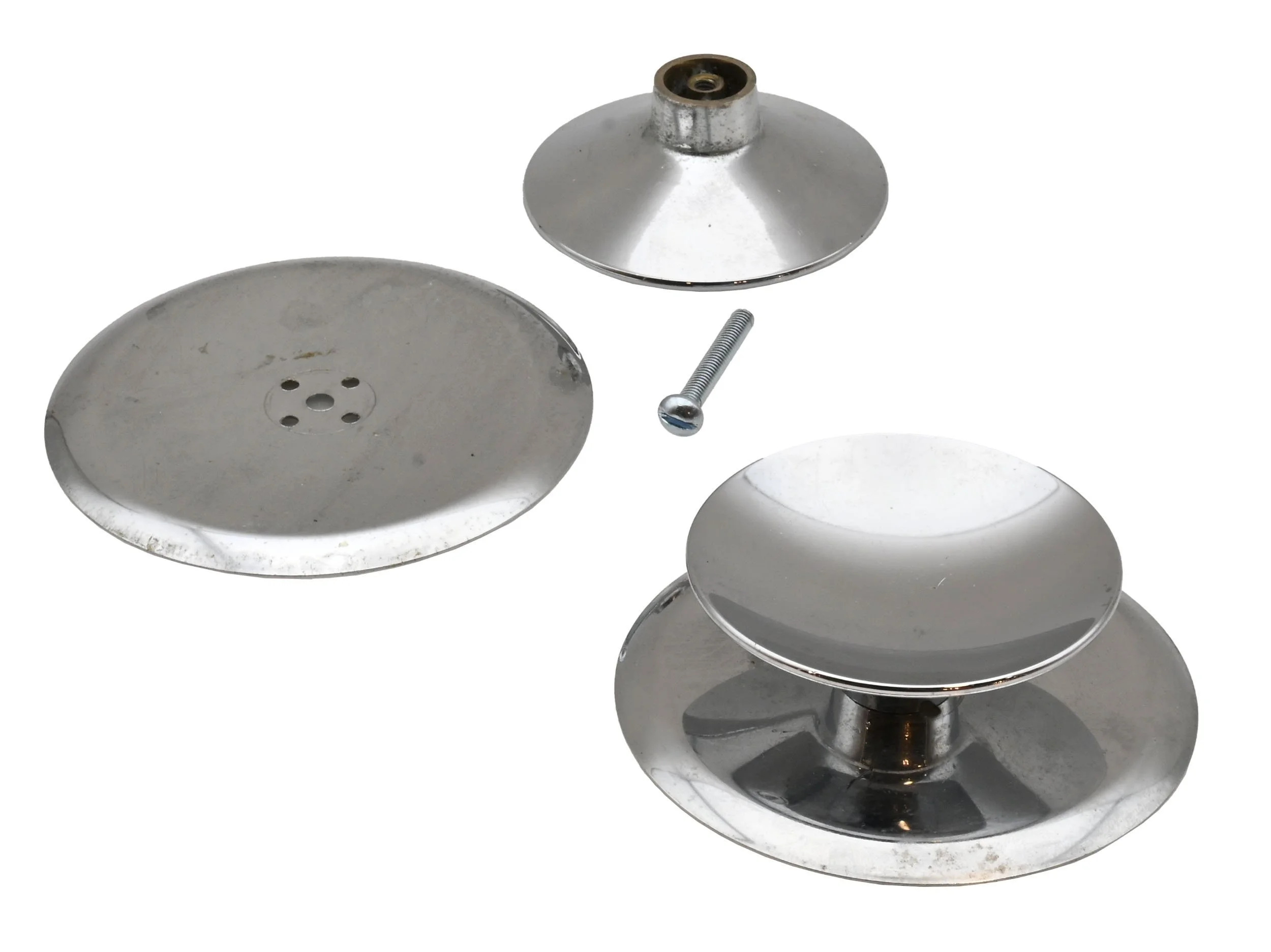 large midcentury modern chrome cabinet knob with backplate  Architectural  Antiques
