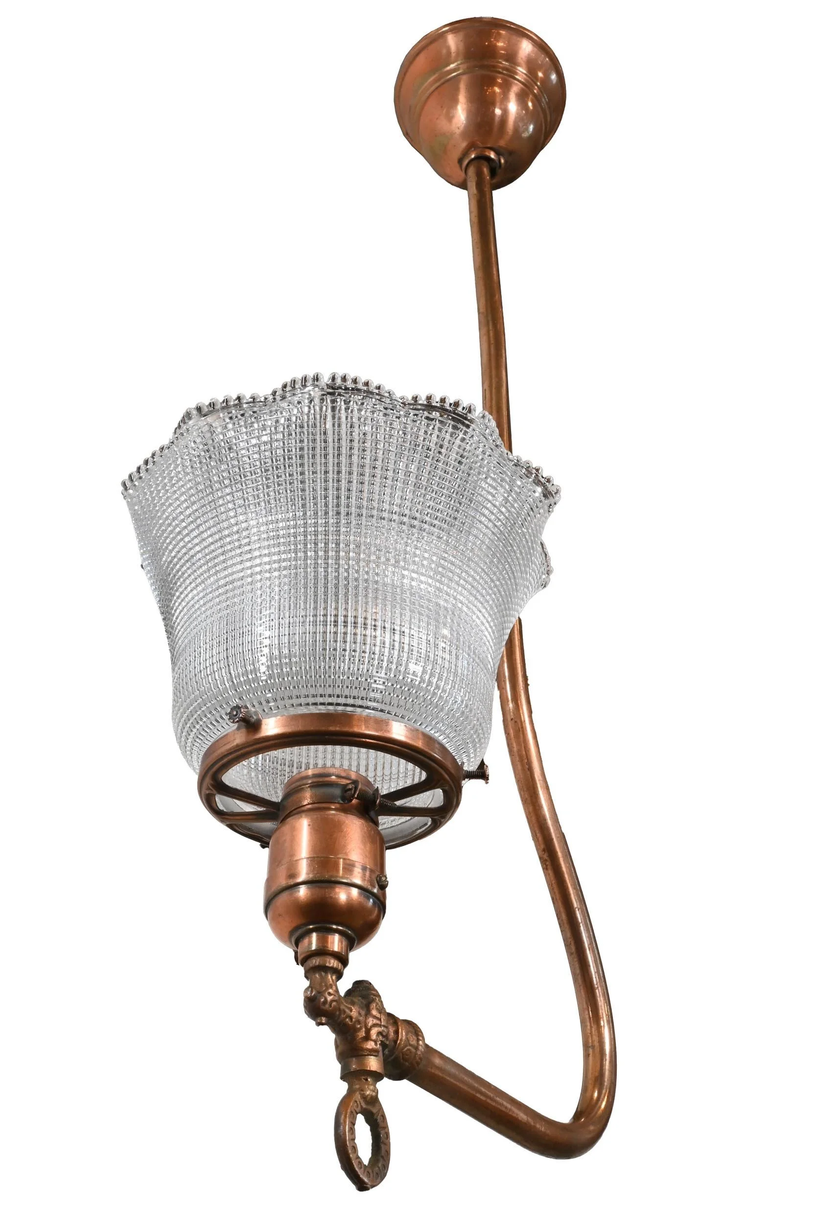 26164+copper+wash+converted+gas+pendant+with+holophane+shade+3.jpg