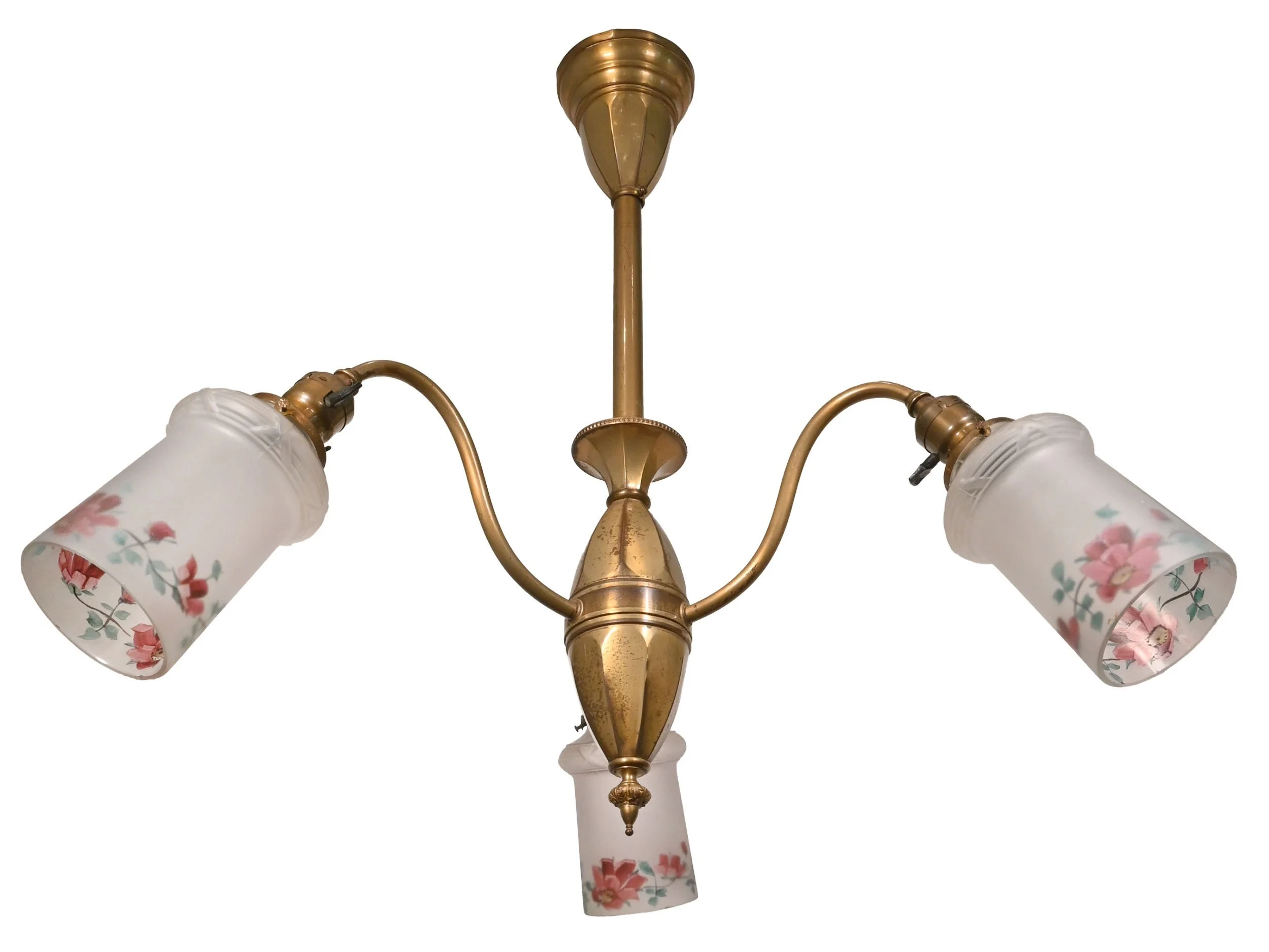 26174+fluted+early+electric+brass+chandelier+with+frosted+floral+reverse+hand+painted+shades+3.jpg