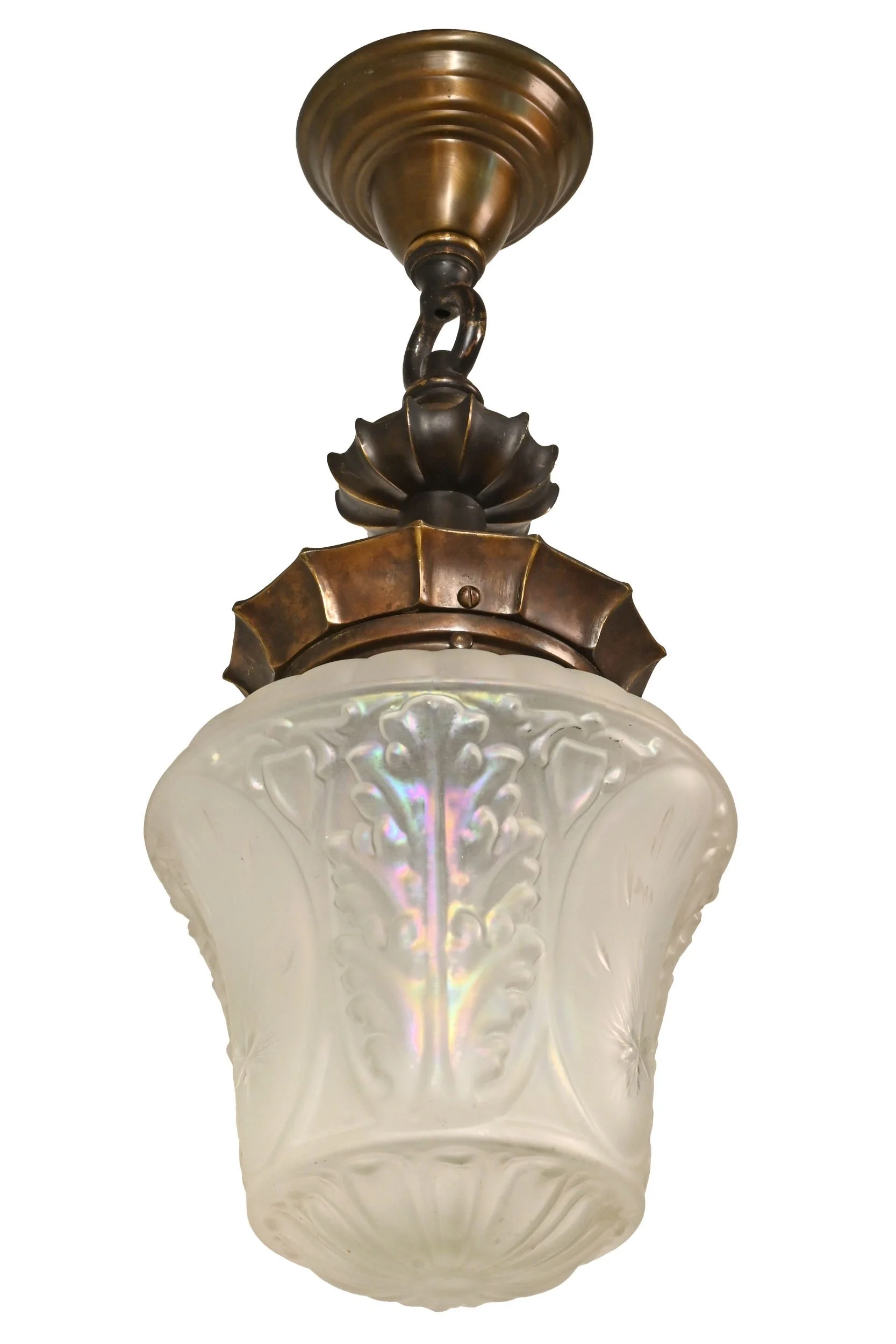 25474+brass+neoclassical+semi+flush+pendant+with+etched+and+frosted+iridescent+shade+2.jpg
