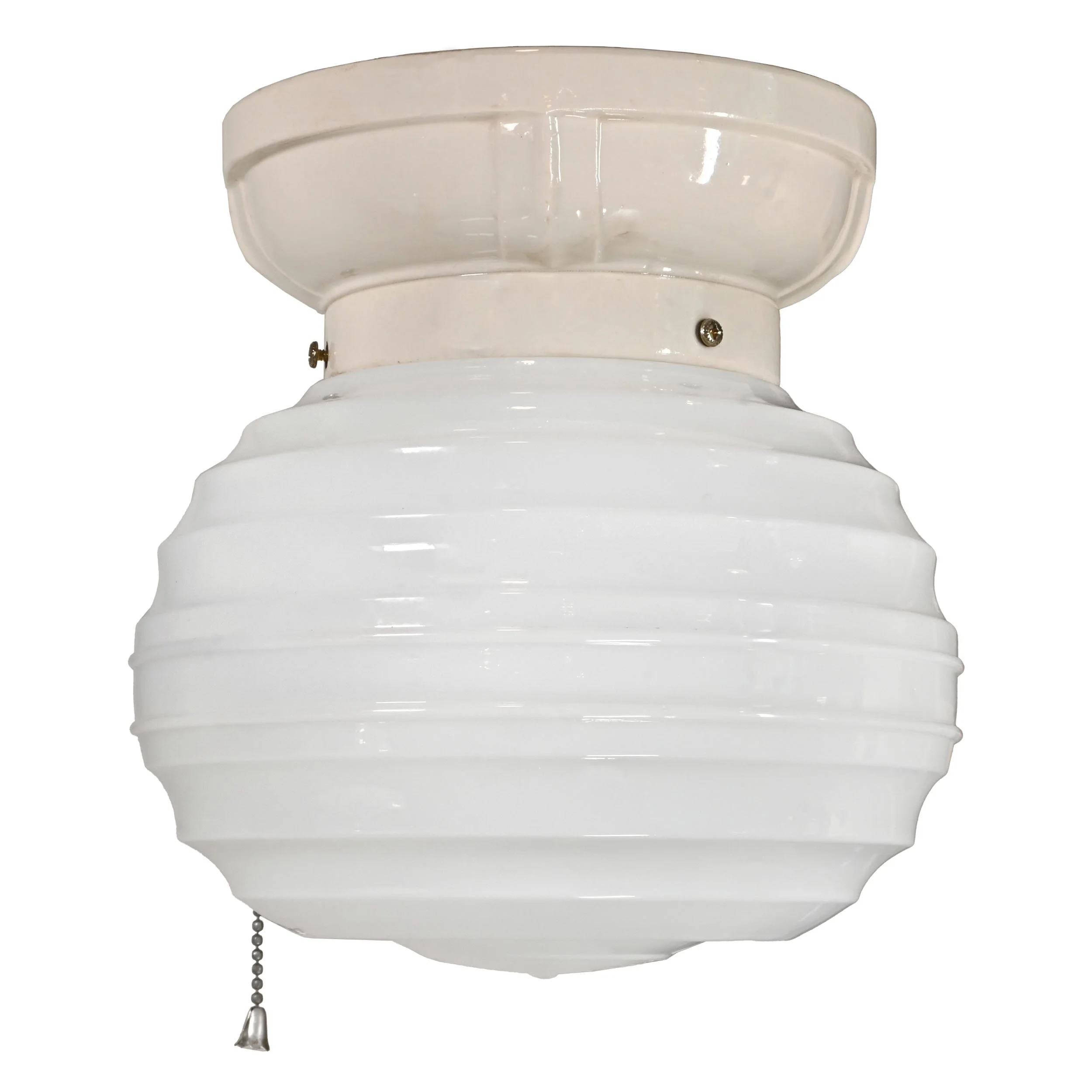 25553+midcentury+modern+beehive+milk+glass+globe+on+porcelain+flushmount+1.jpg