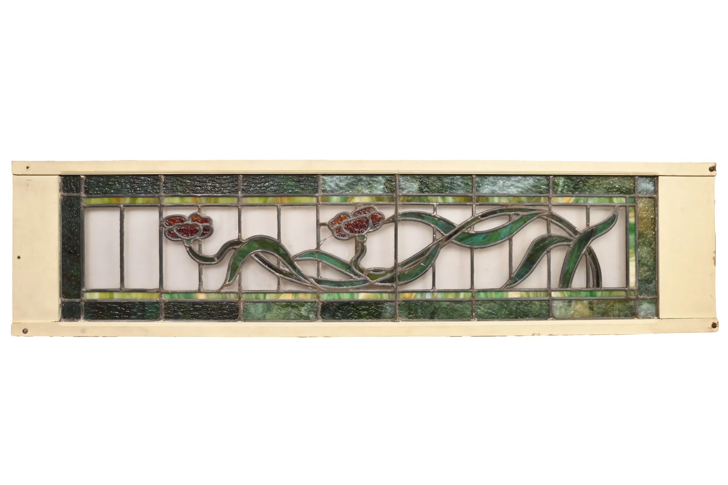 25592+green+frame+stained+glass+transom+window+with+red+flowers+2.jpg