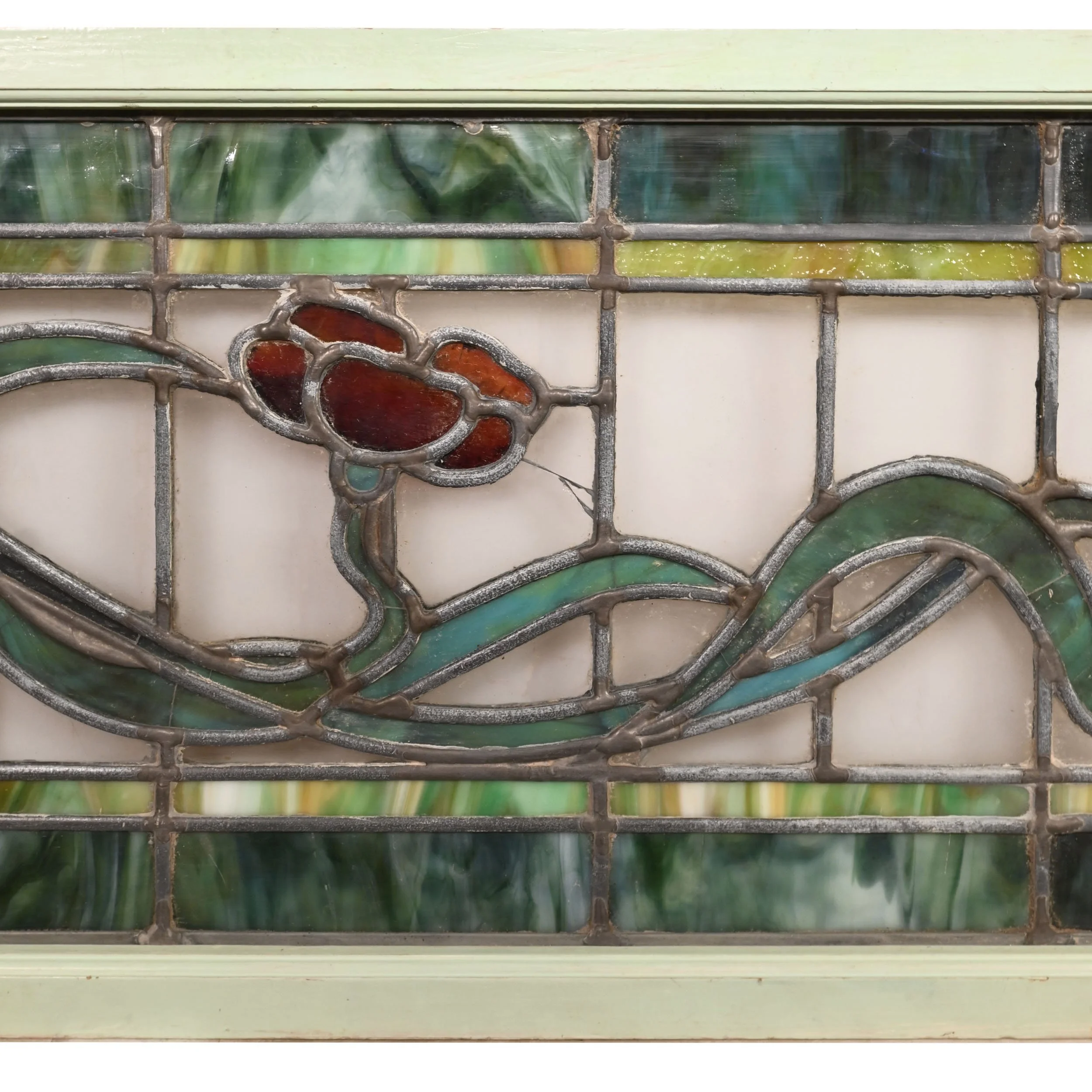 25592+green+frame+stained+glass+transom+window+with+red+flowers+3.jpg