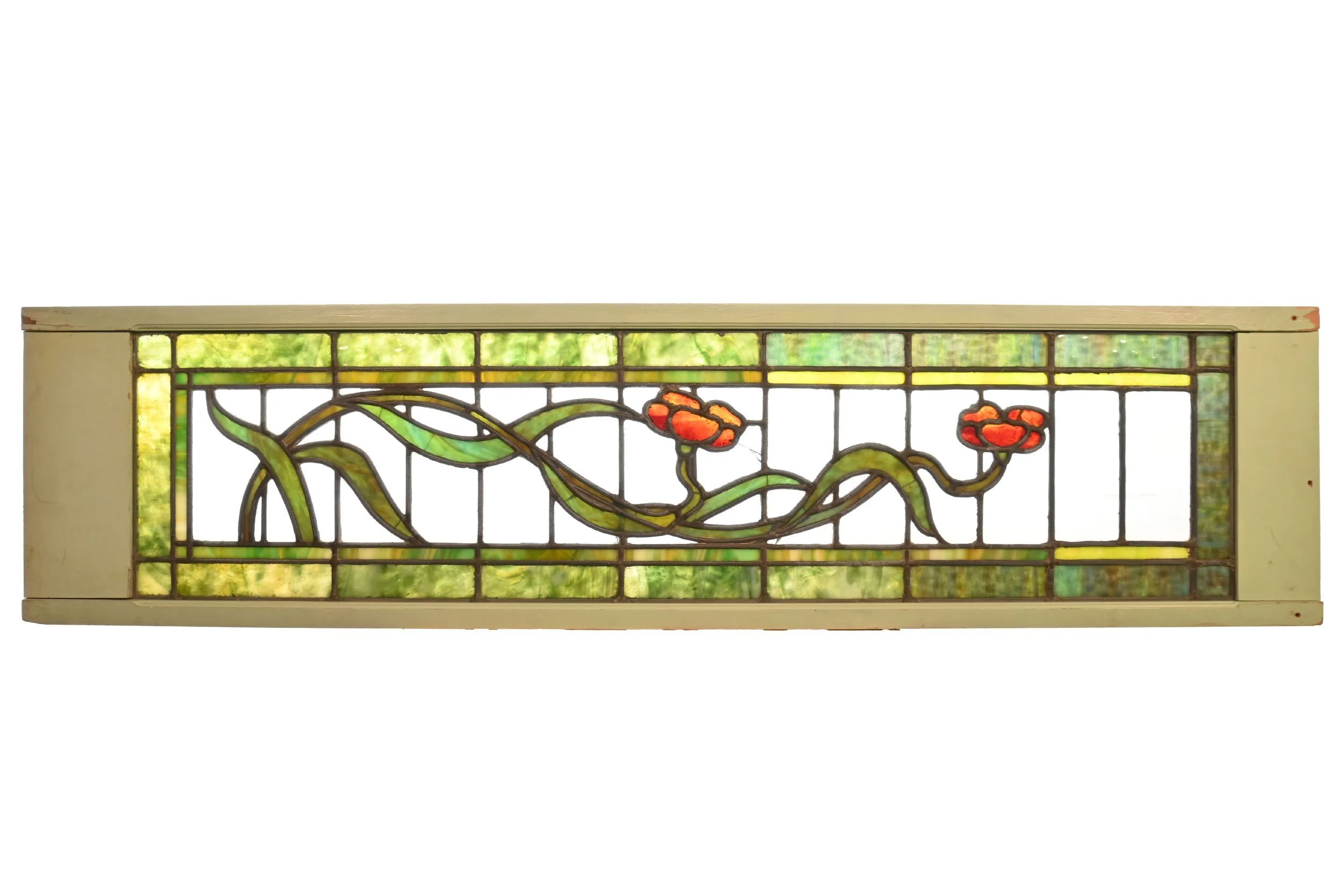 25592+green+frame+stained+glass+transom+window+with+red+flowers+4.jpg