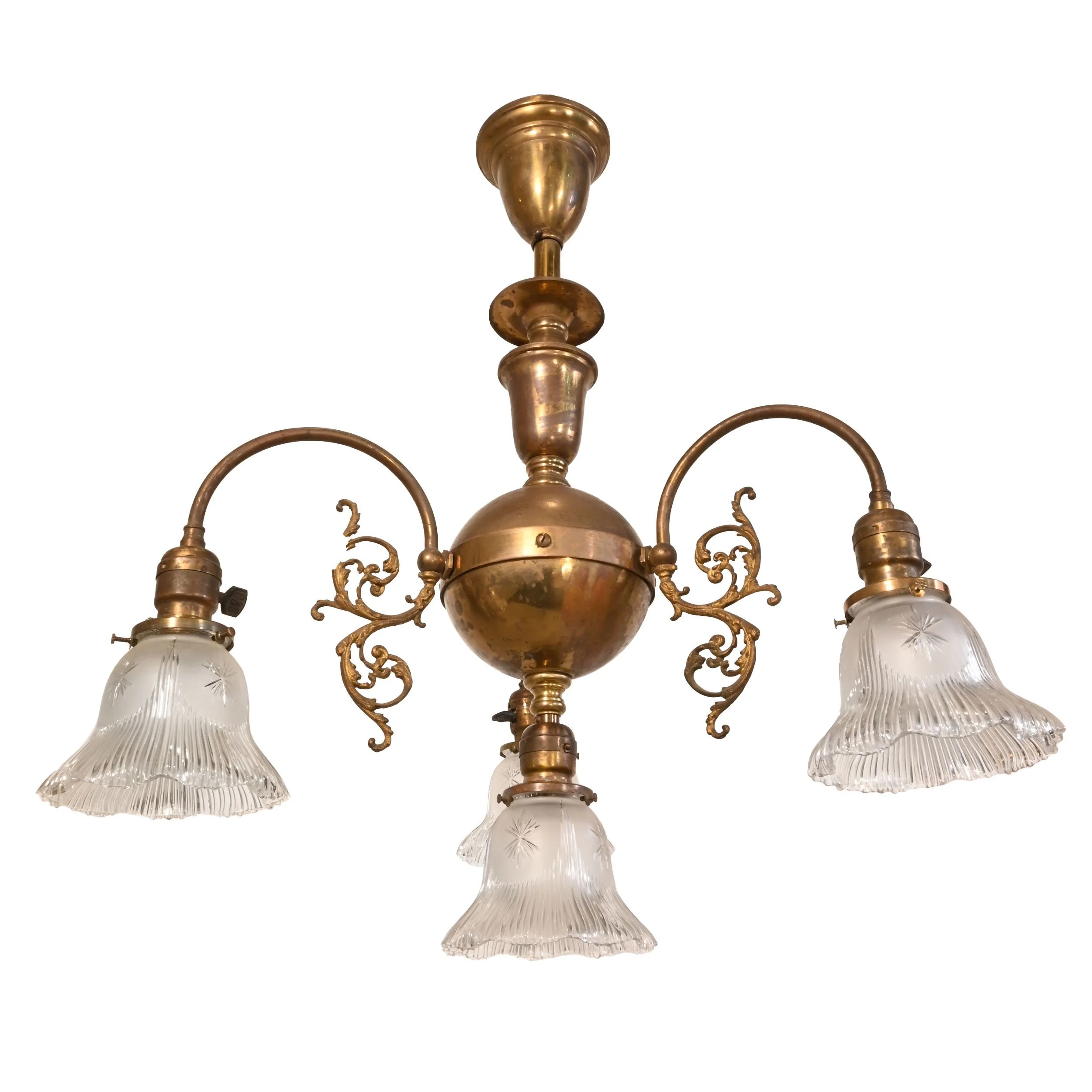 26208+FW+wakefield+early+electric+4+shade+brass+chandelier+2.jpg