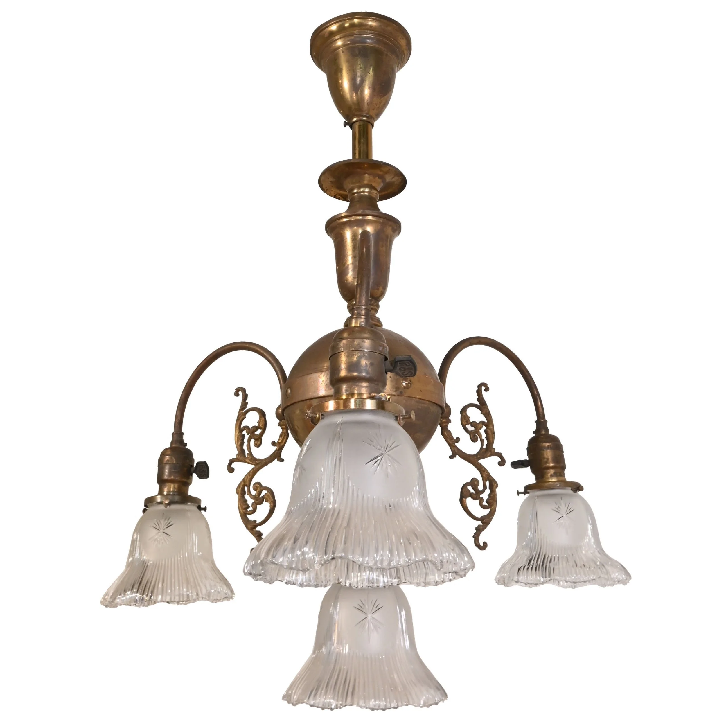26208+FW+wakefield+early+electric+4+shade+brass+chandelier+3.jpg
