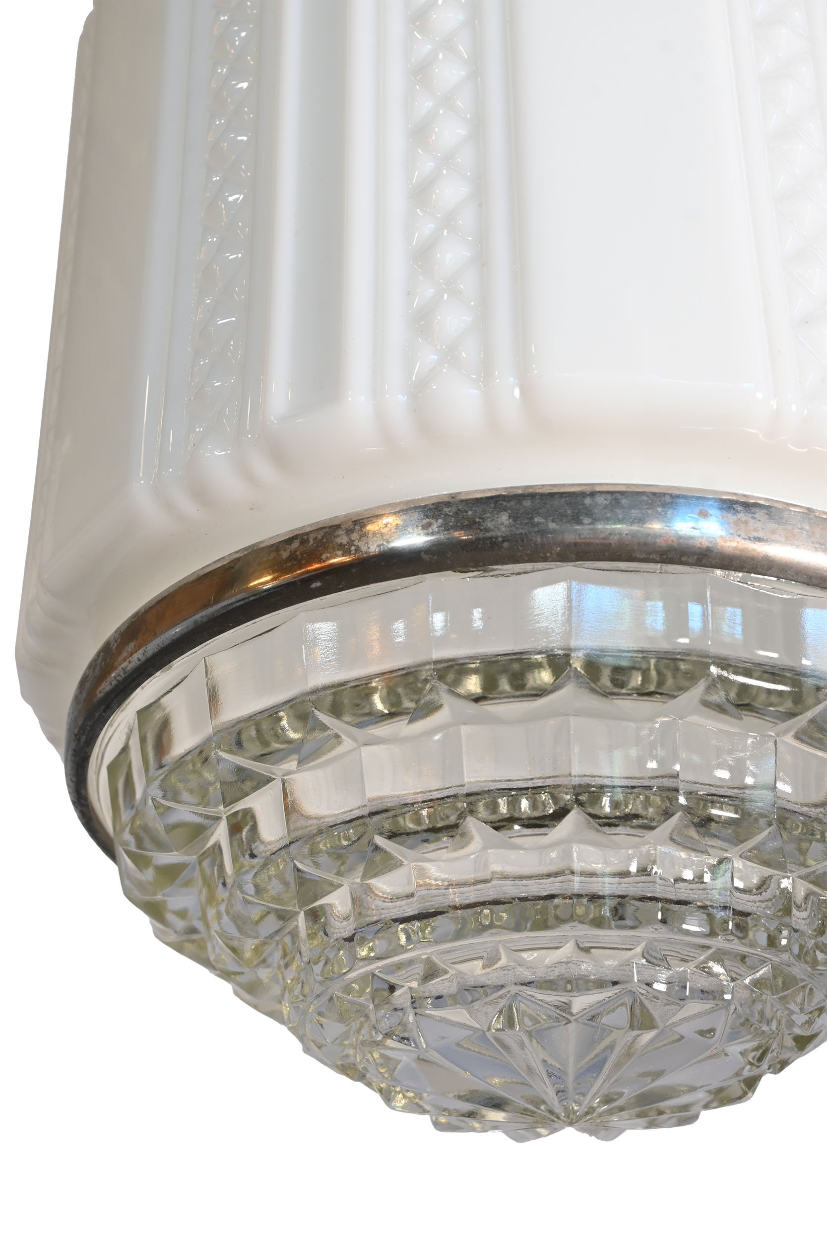 27550 lattice fluted milk glass shade with prismatic bottom lens on nickel flush 3.jpg