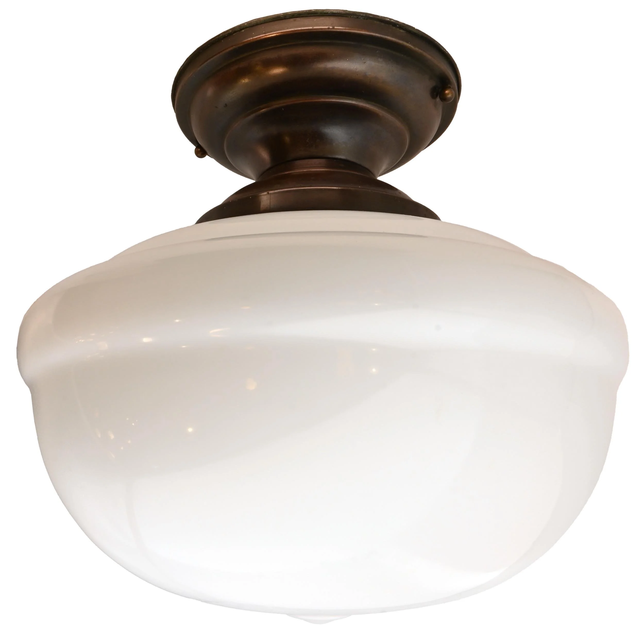 ceiling hugging 13" schoolhouse antique brass fixture