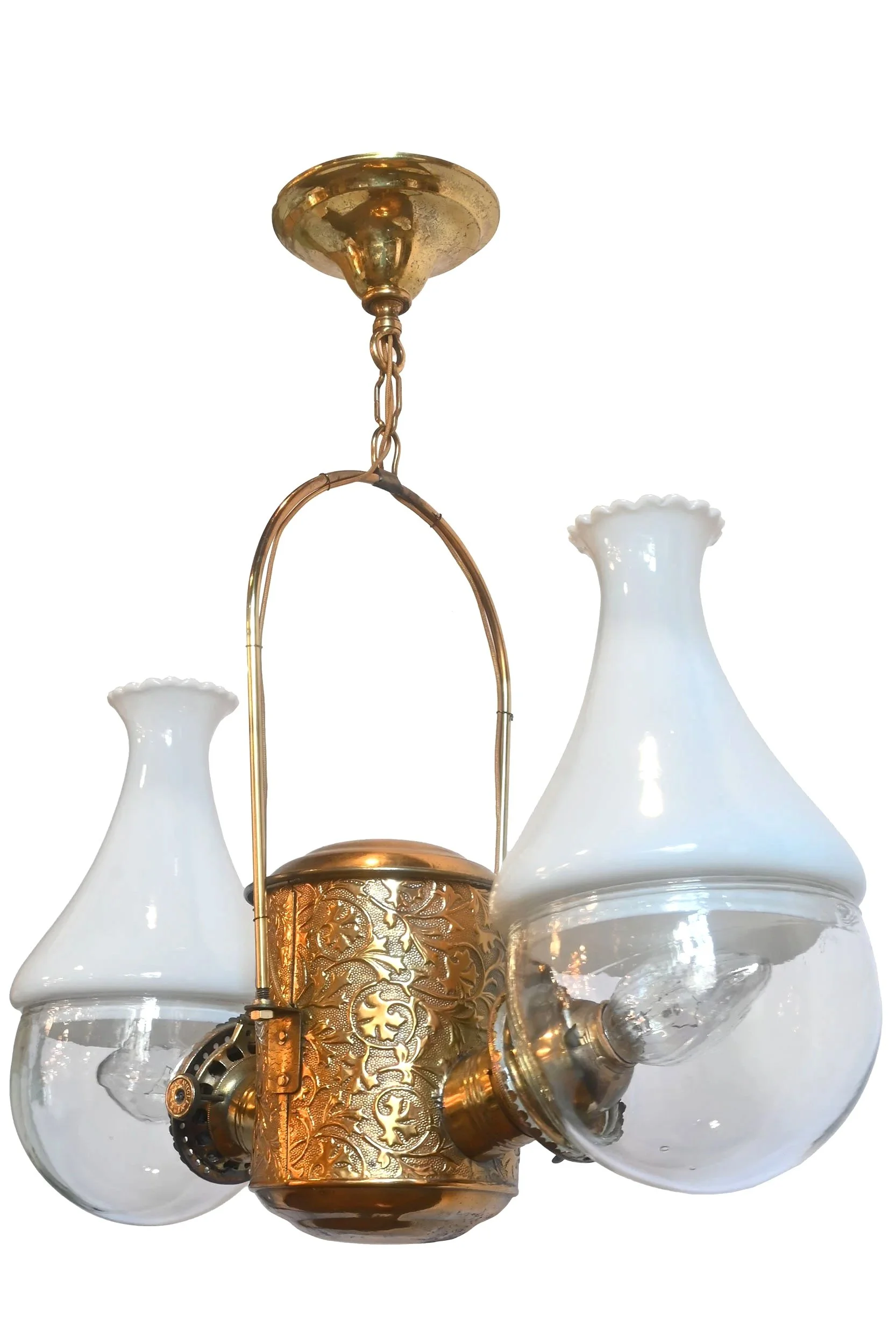 27630+converted+double+stamped+brass+angle+lamp+with+clear+and+milk+glass+chimney+shades+2.jpg