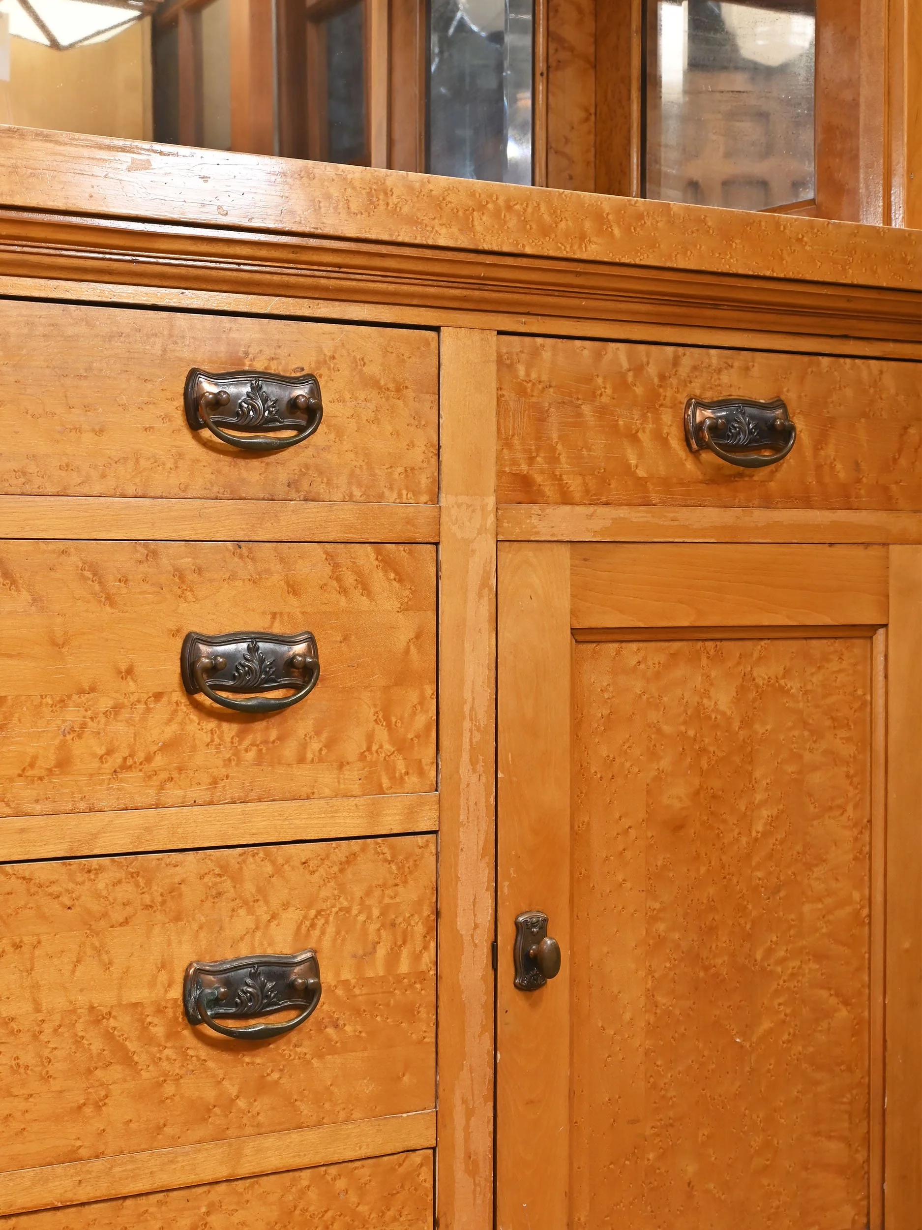28011 golden bird's eye maple buffet with gilt satin hardware 3.jpg