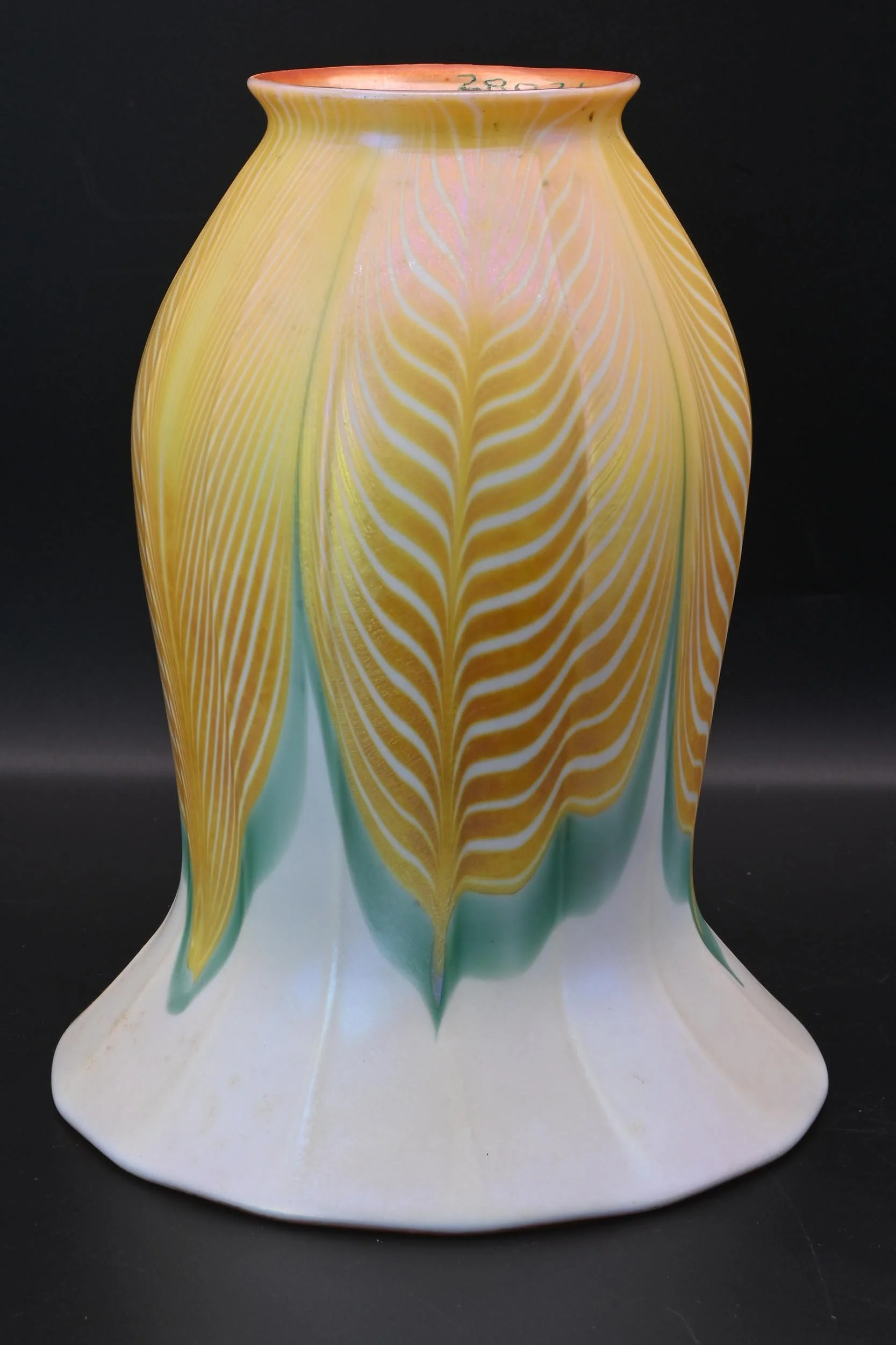 28026 steuben tall green gold pulled feather 3.jpg