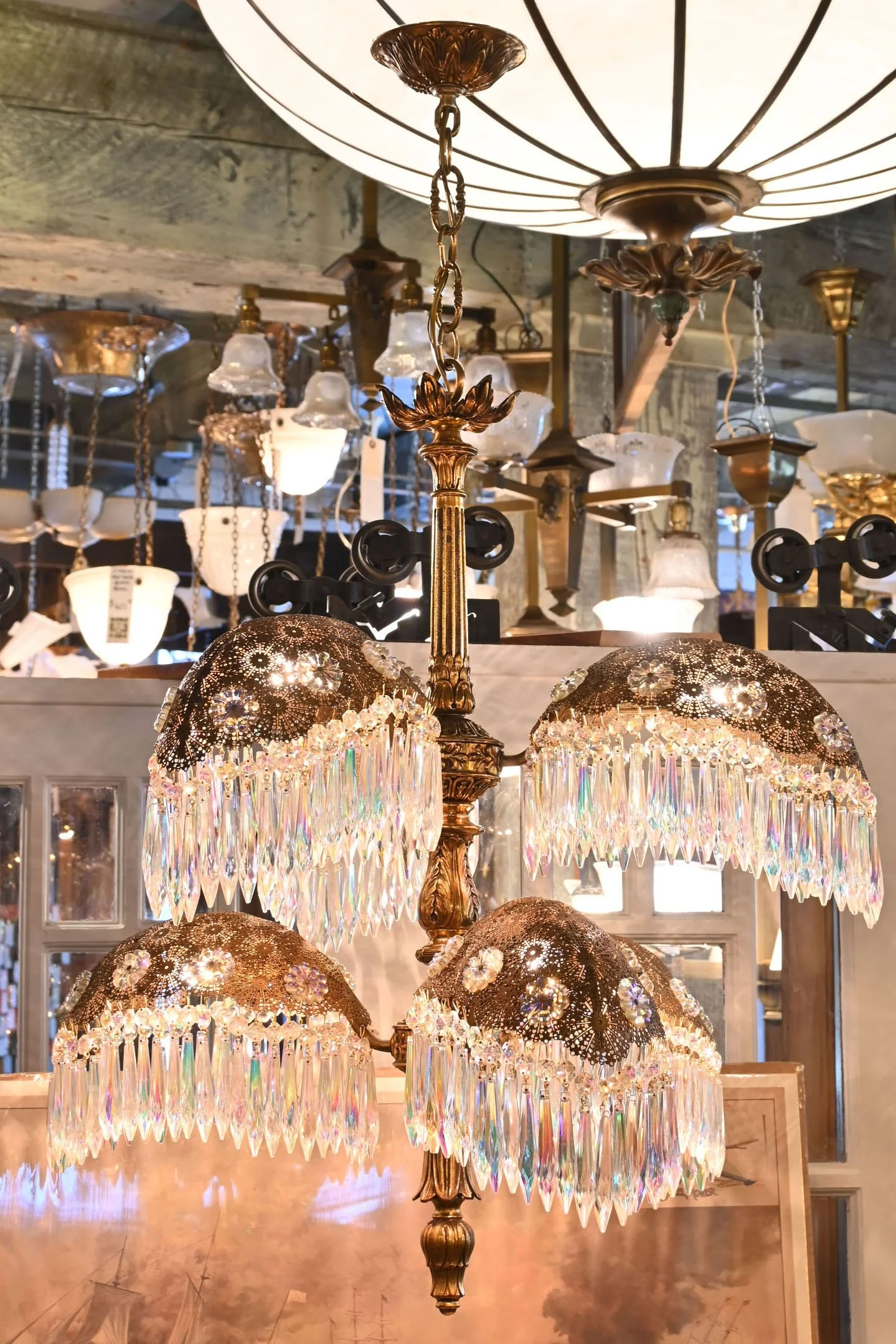 26343 hollywood regency six palm chandelier in store 2.jpg