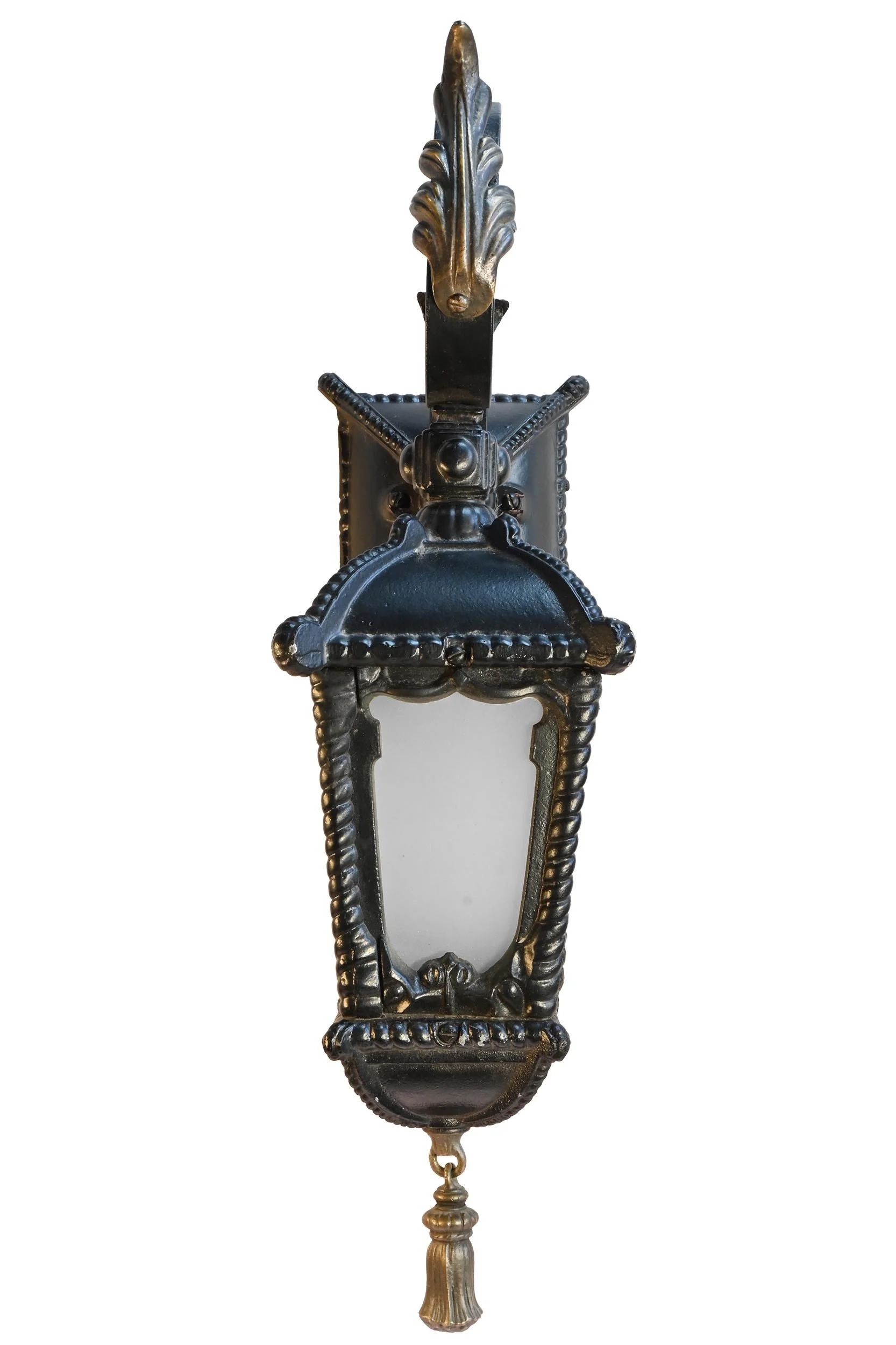 27321cast iron sconce pair with frosted glass and brass detailing 3.jpg