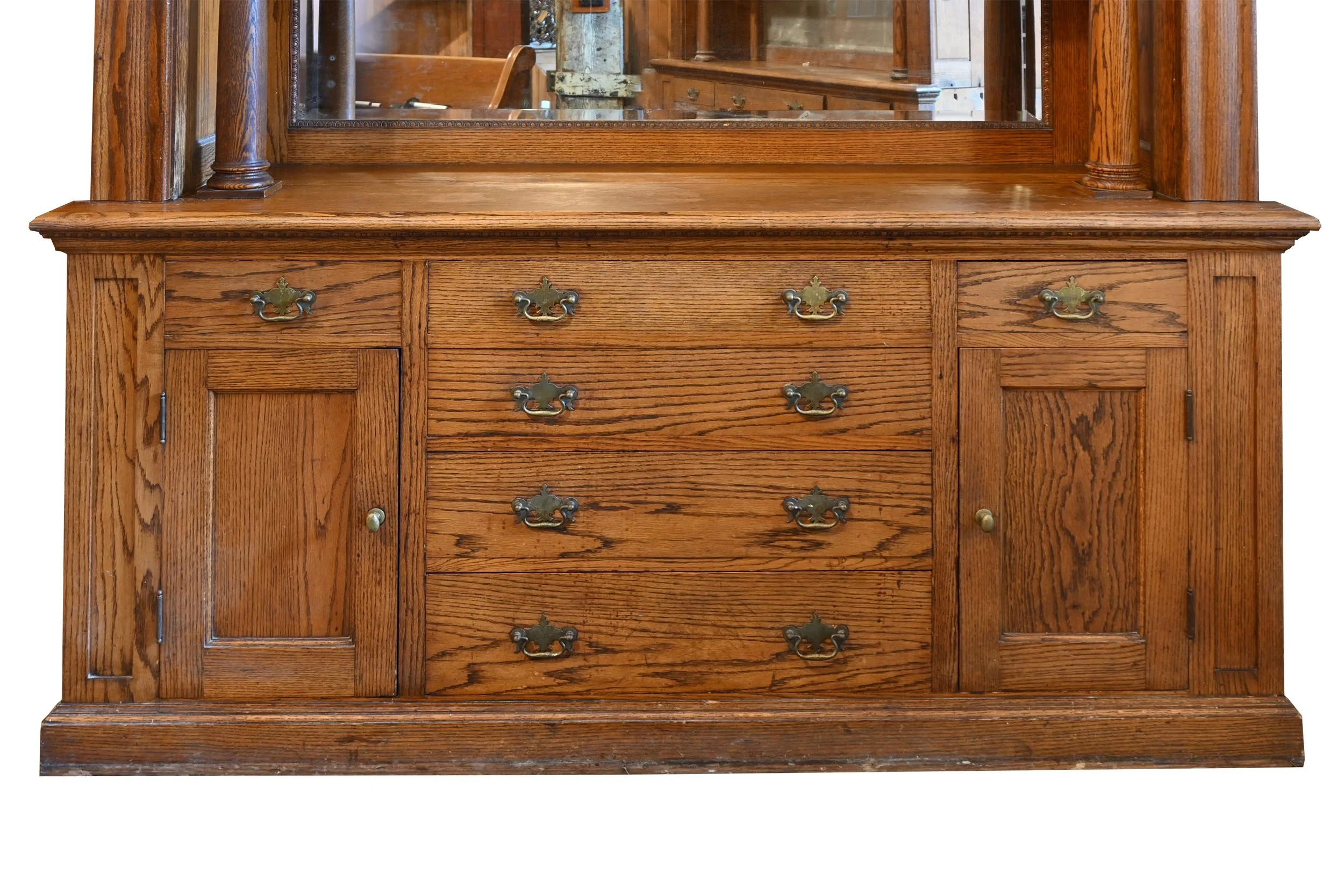 27461 leaded glass oak builtin buffet 4.jpg