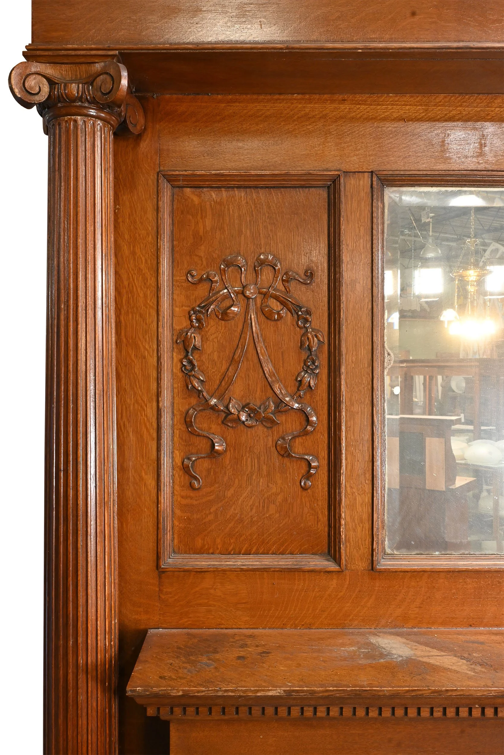 full mantel with fluted columns and wreath appliques 3.jpg