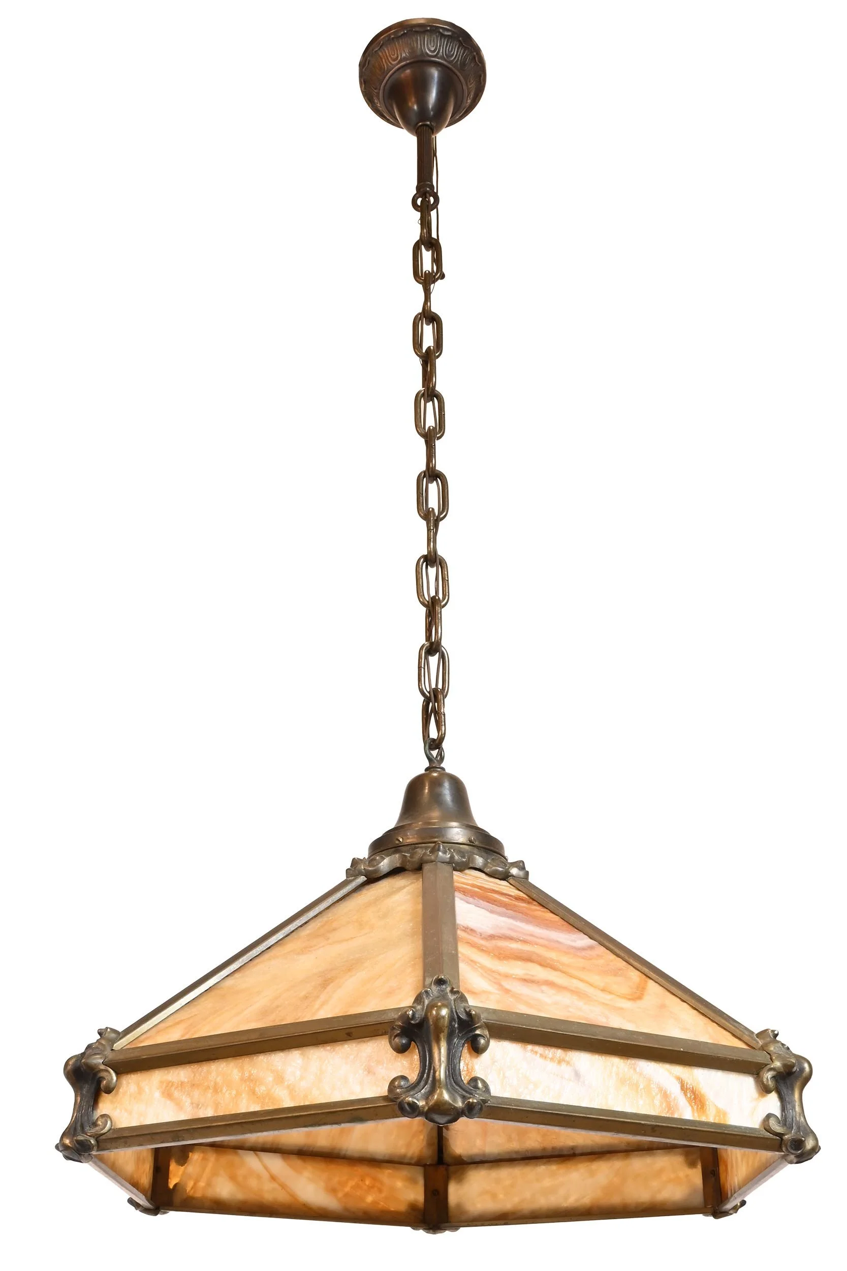 27827 large carmel slag glass table chandelier 1.jpg