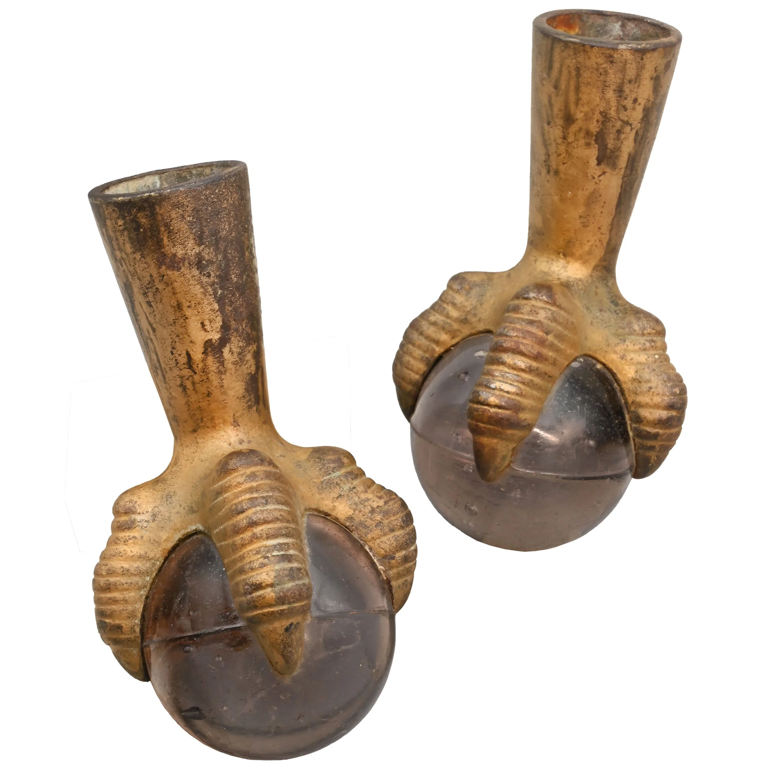 27596 set of four cast iron claw and glass ball furniture feet 1.jpg