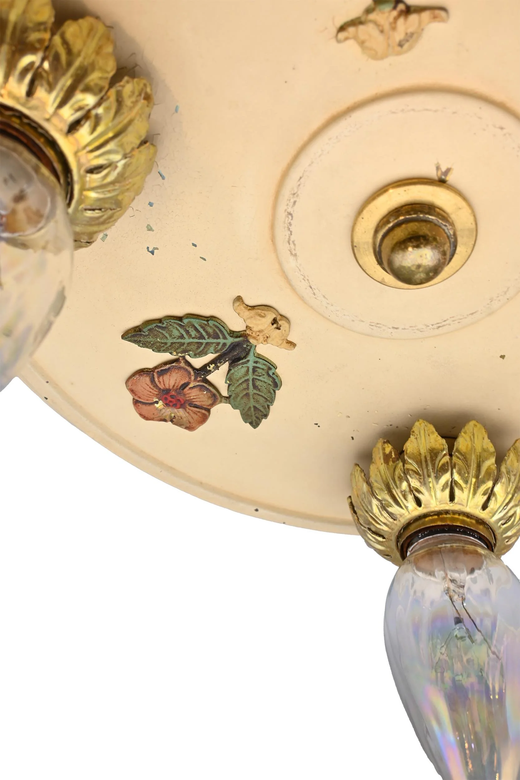 27623 cream painted three bulb flush with flowers 3.jpg
