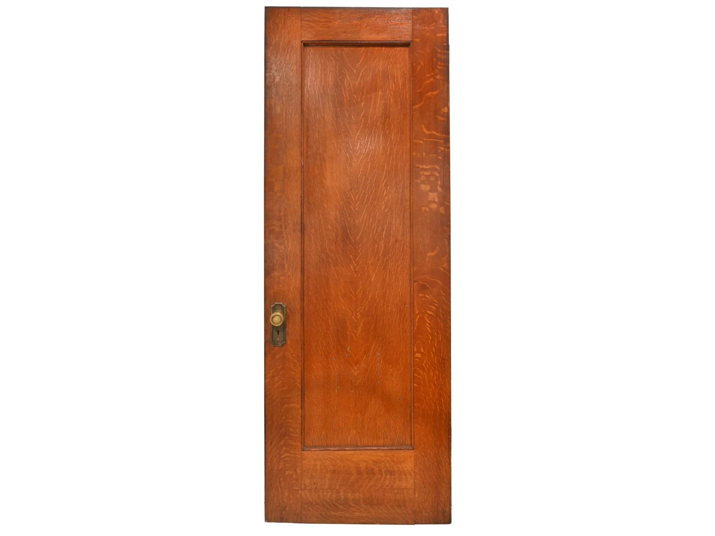 25856 tiger oak single panel interior door with brass hardware 1.jpg