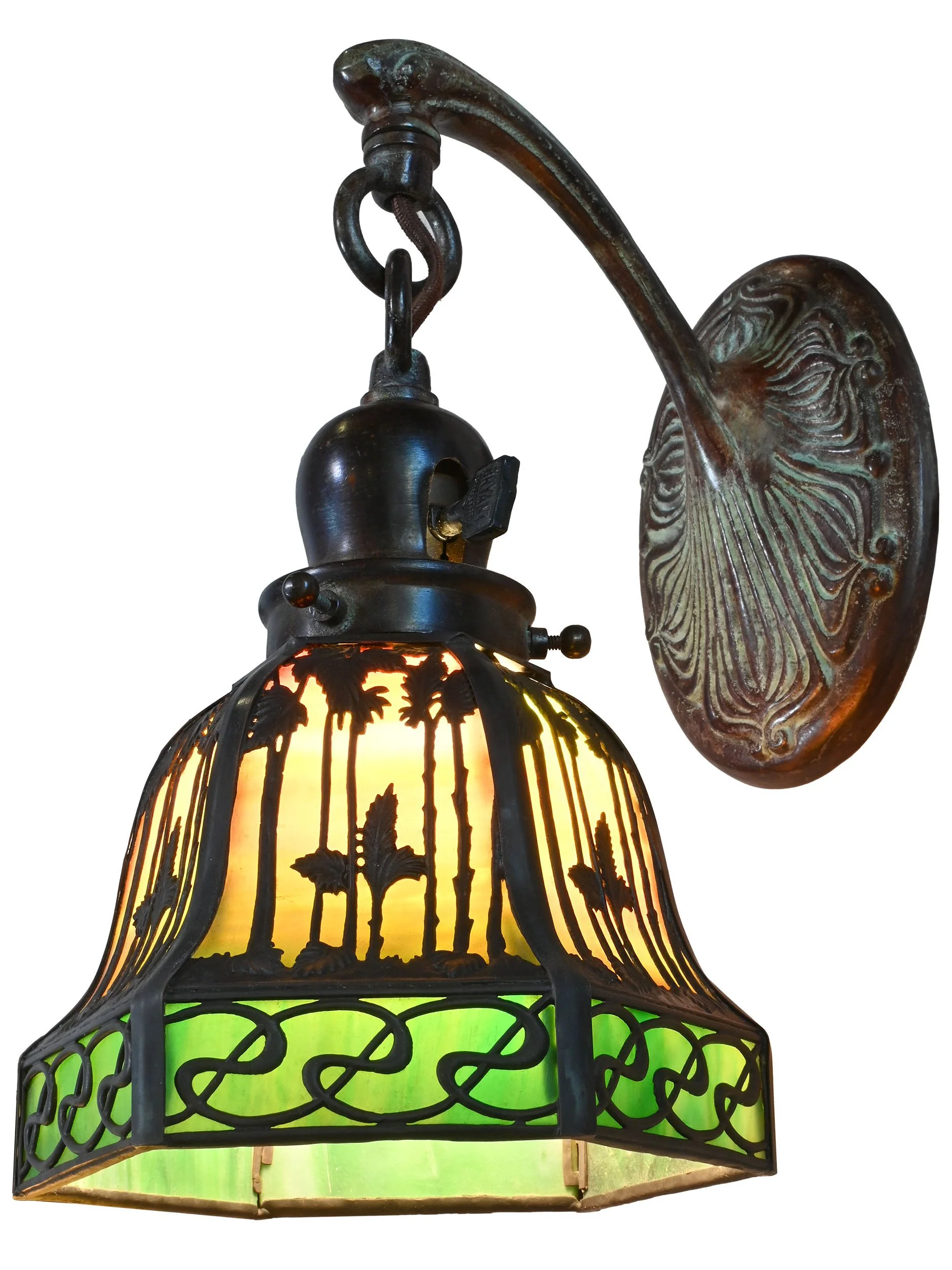 27217 handel nouveau slag glass palm sconces with fixture 2.jpg
