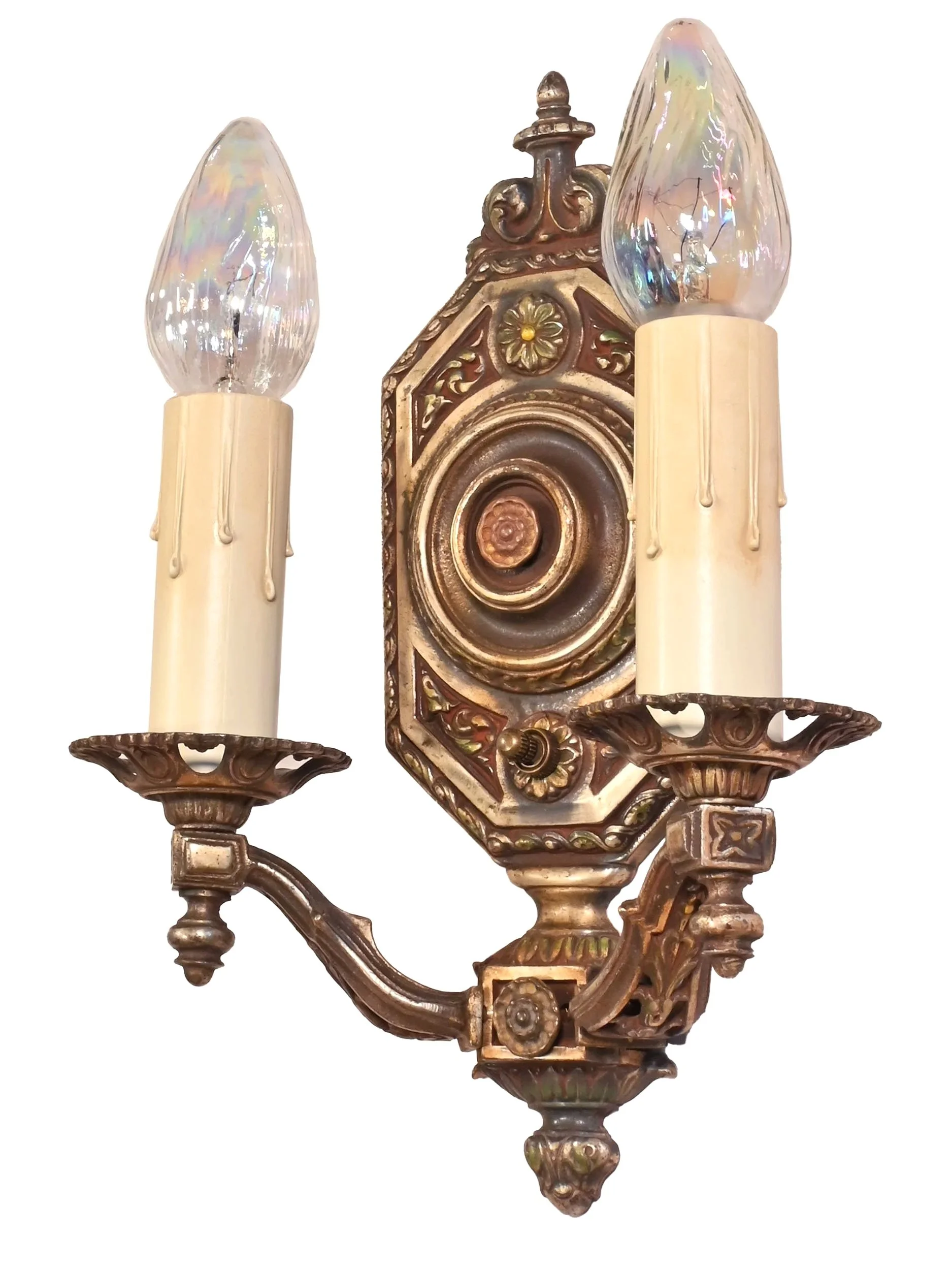 27974+two+candle+silver+plated+polychrome+sconce+with+daisies+and+leaves+2.jpg