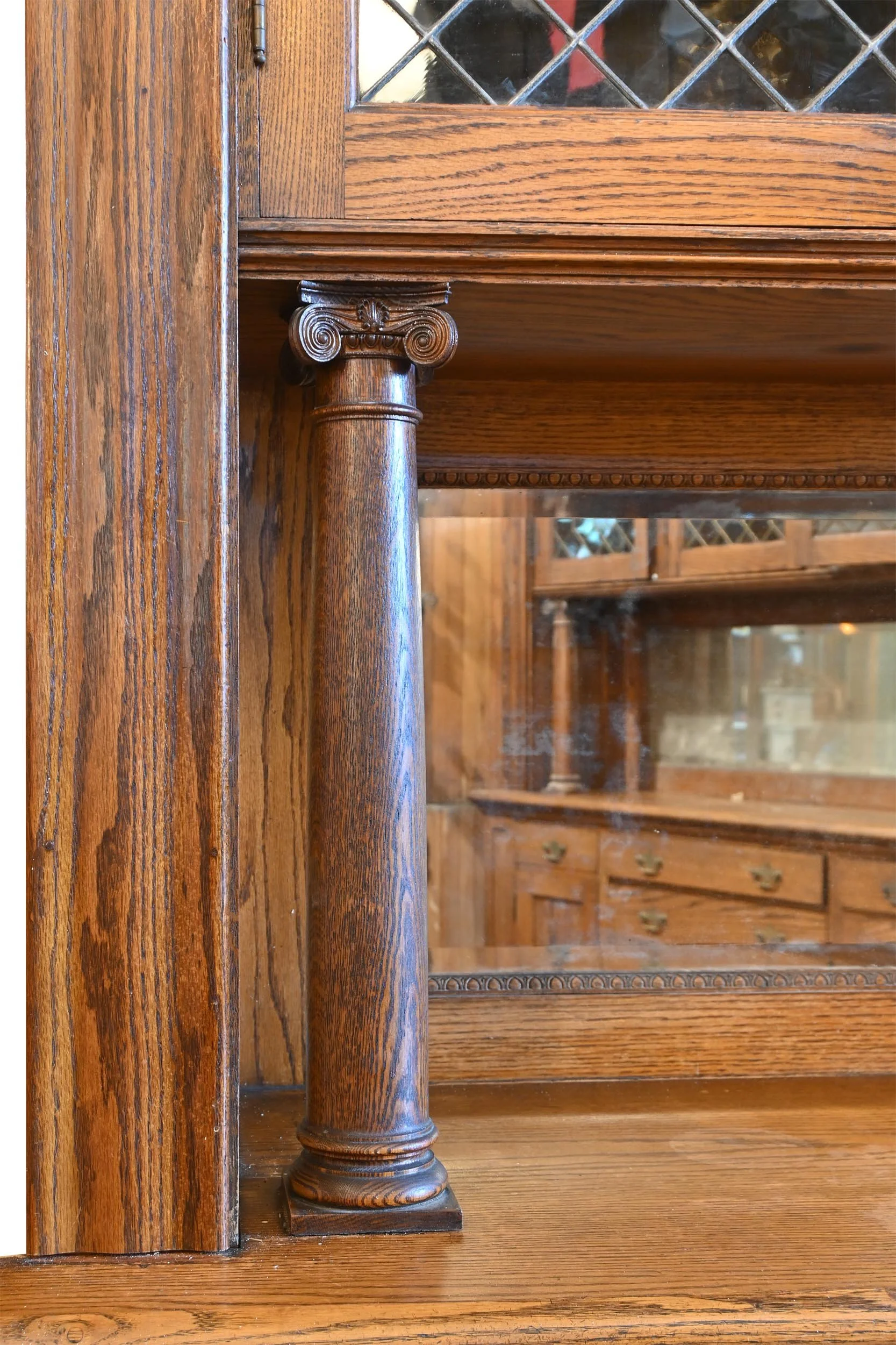 27461 leaded glass oak builtin buffet 3.jpg