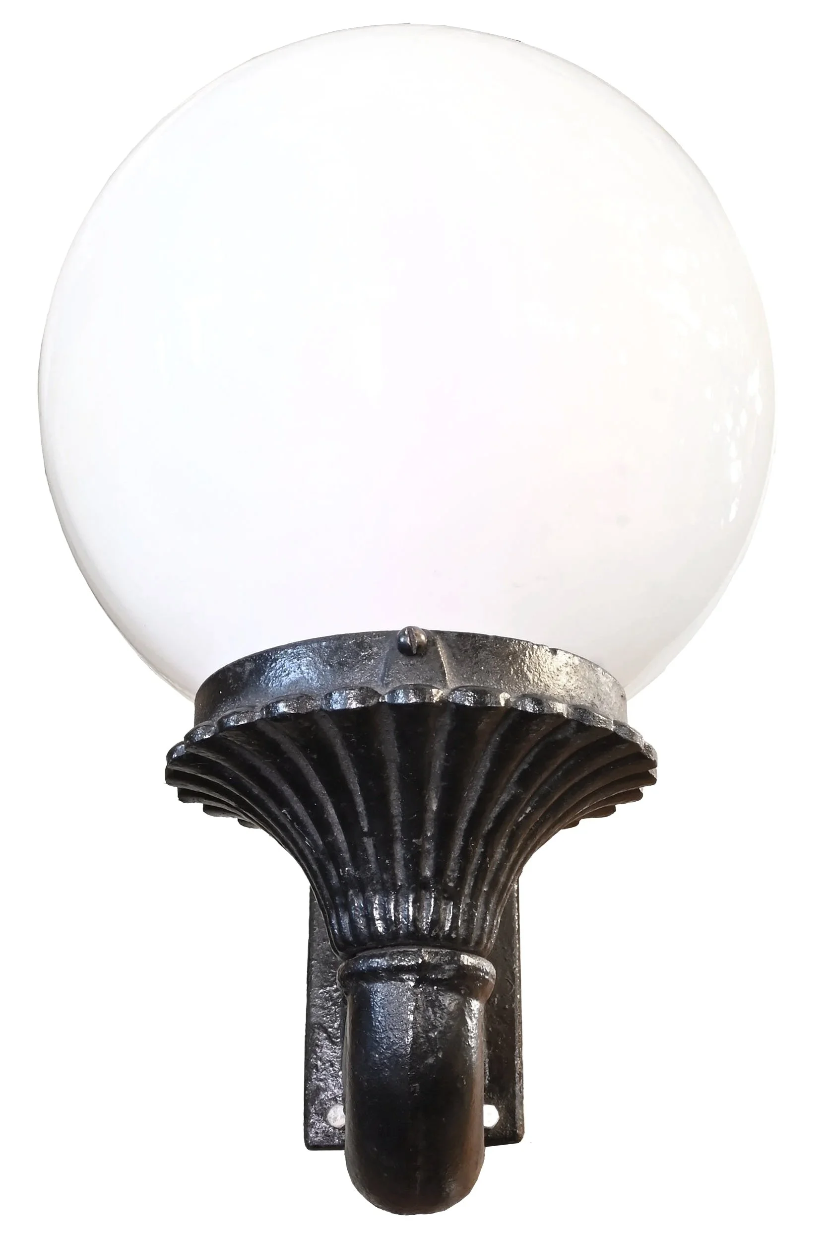 27269+black+cast+iron+scroll+arm+sconce+with+12+inch+milk+glass+globe+1.jpg