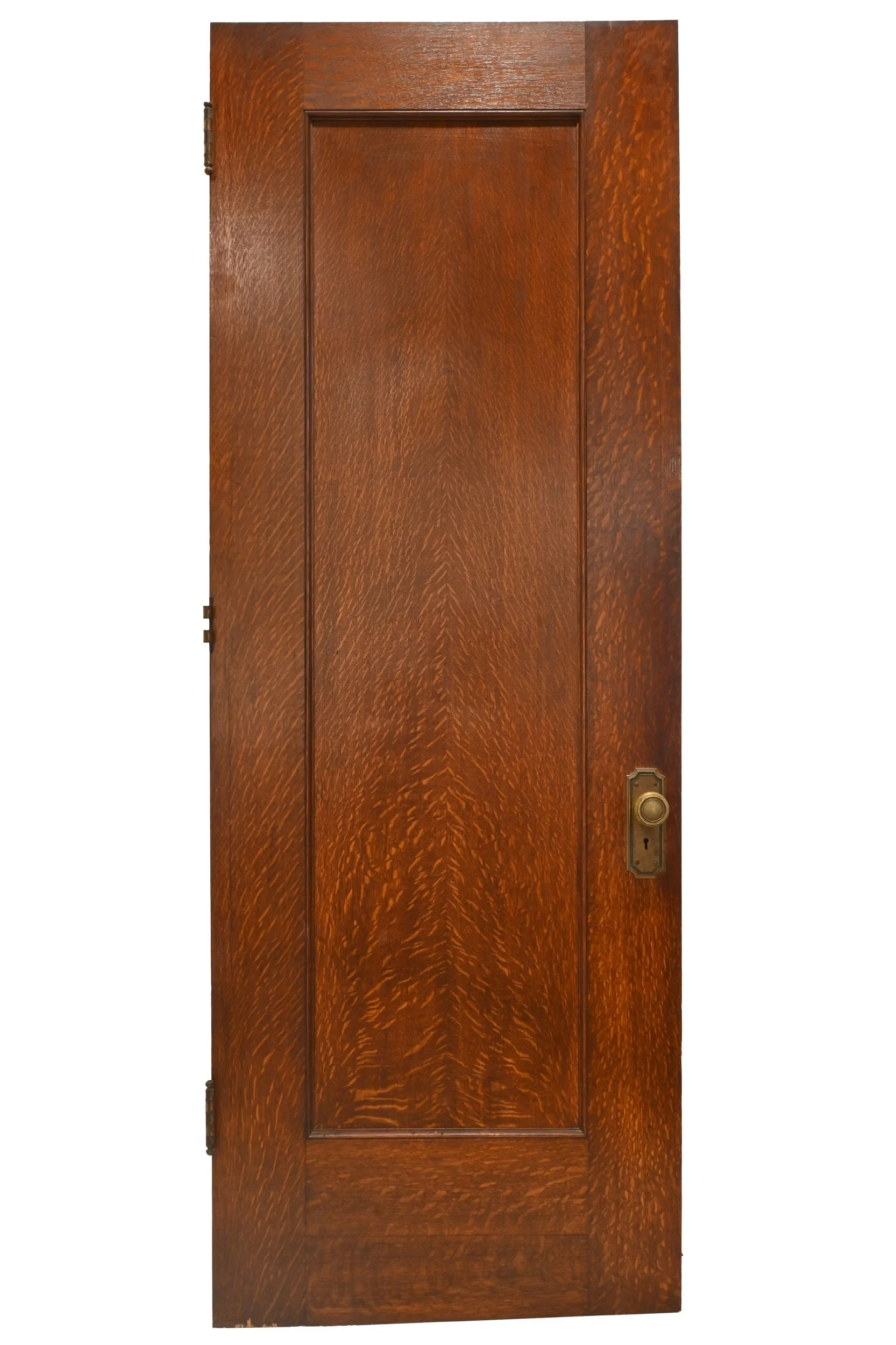 25856 tiger oak single panel interior door with brass hardware 4.jpg