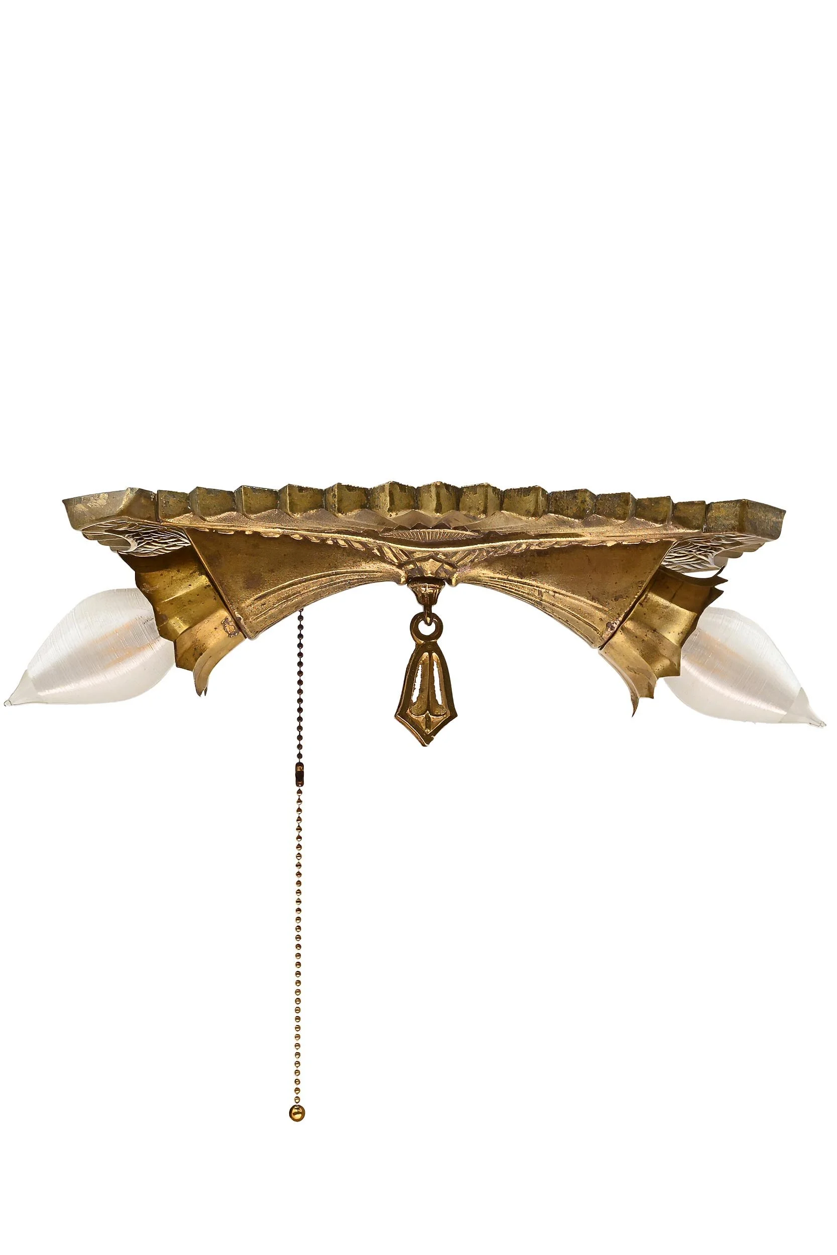 62908 art deco stamped brass 2 light ceiling hugger 2.jpg