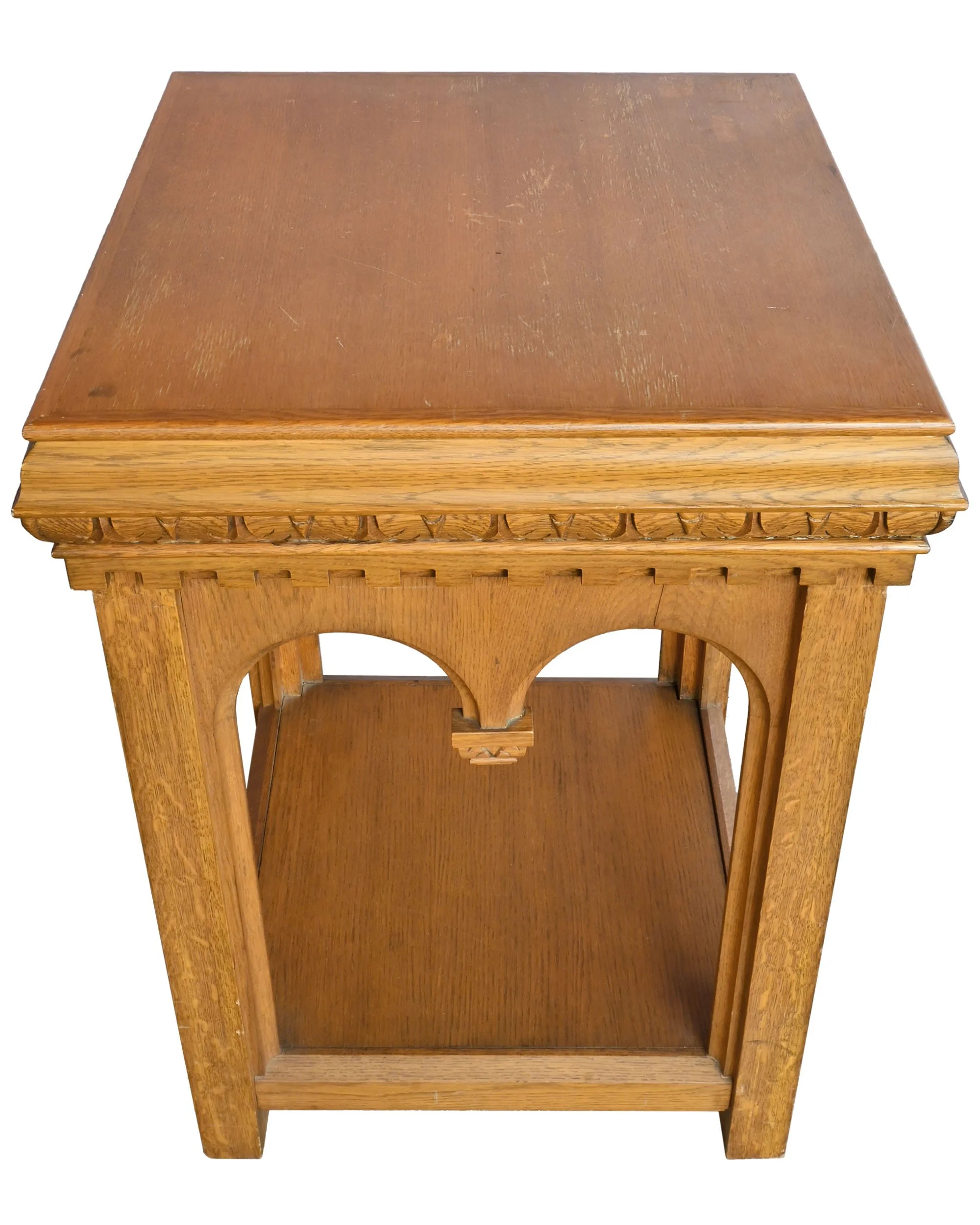 27748 gothic carved golden oak side table 3.jpg