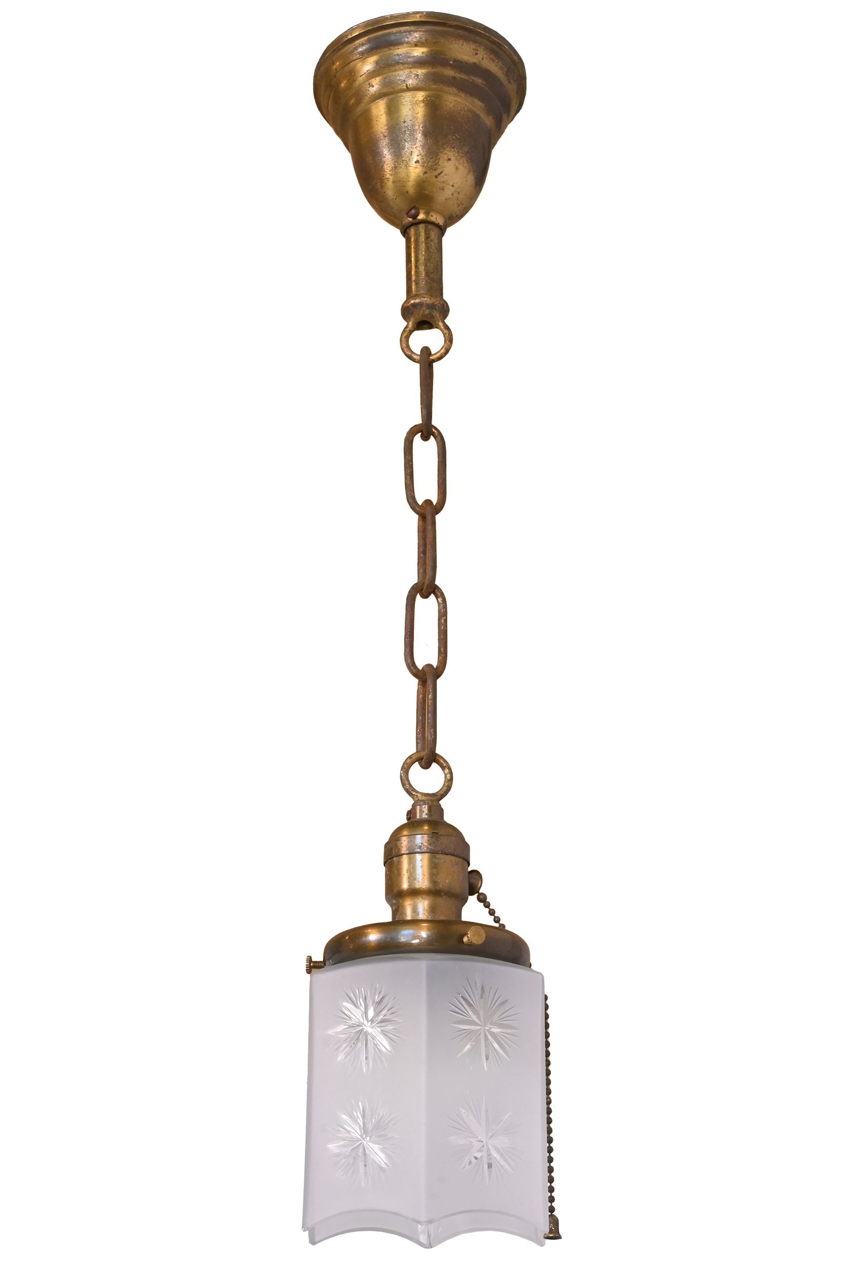 27528 hexagonal frosted etched star shade on brass pendant 2.jpg