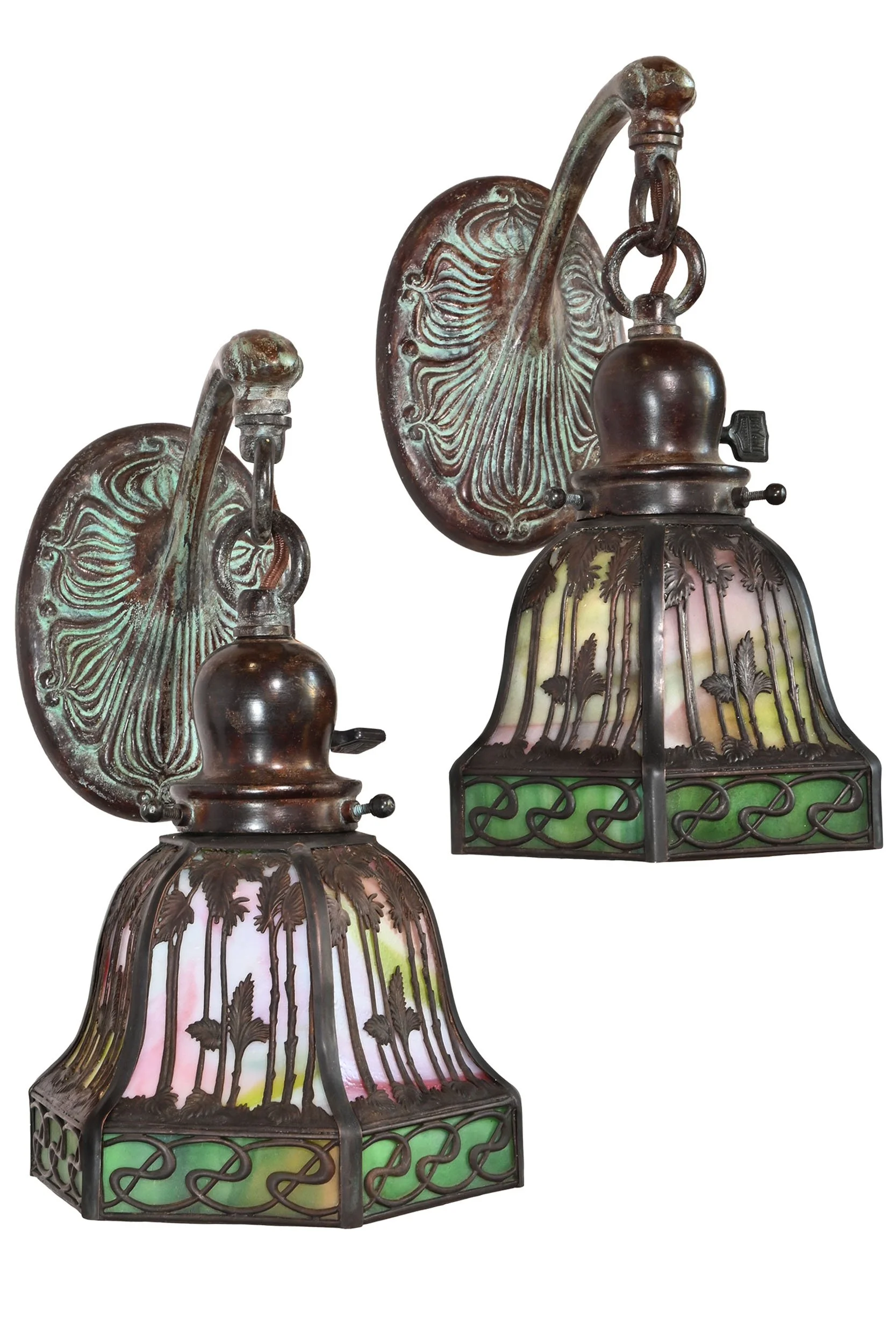 27217 handel nouveau slag glass palm sconces with fixture 1.jpg