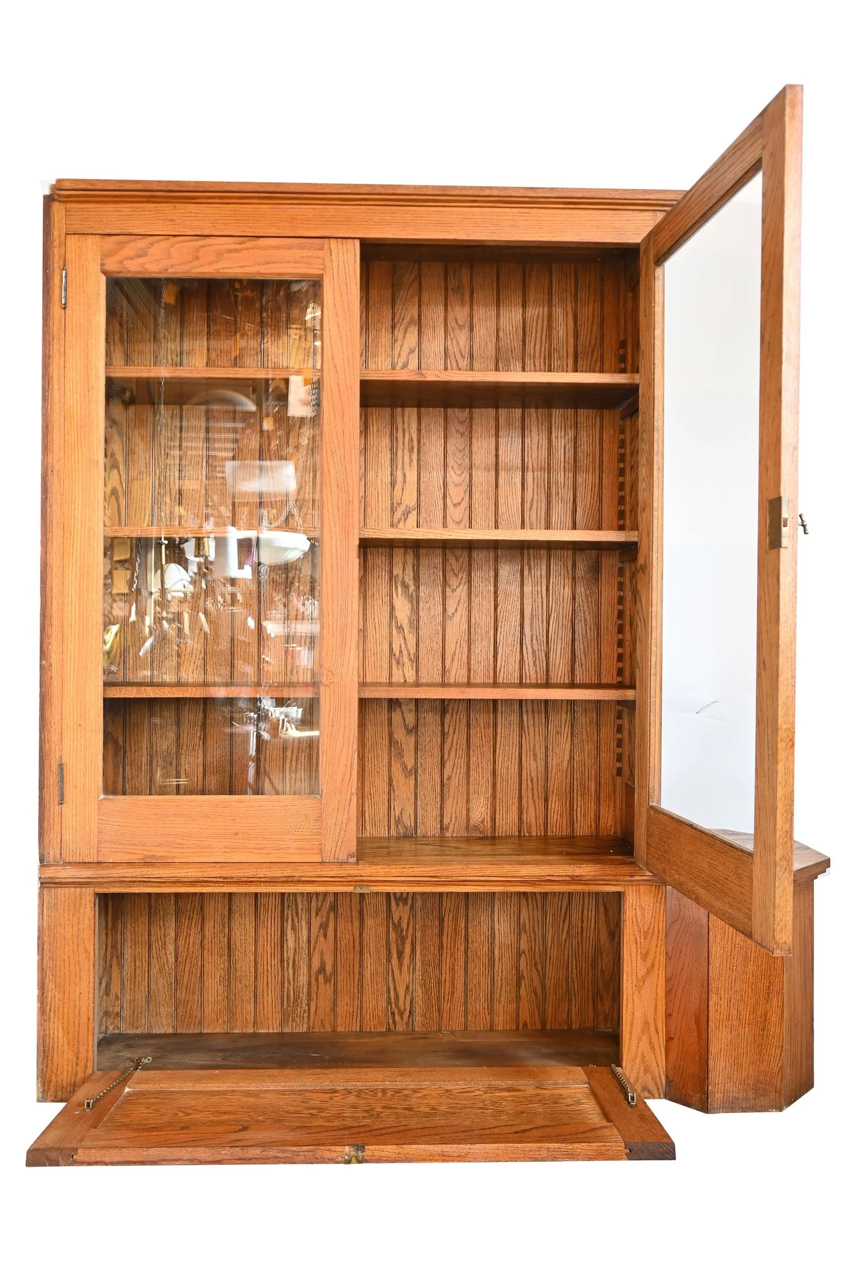27008 oak double glass door bookcase 3.jpg