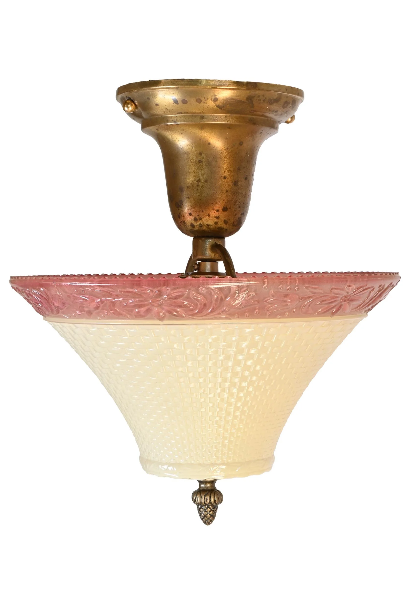 basket weave molded glass shade 2 light ceiling hugger