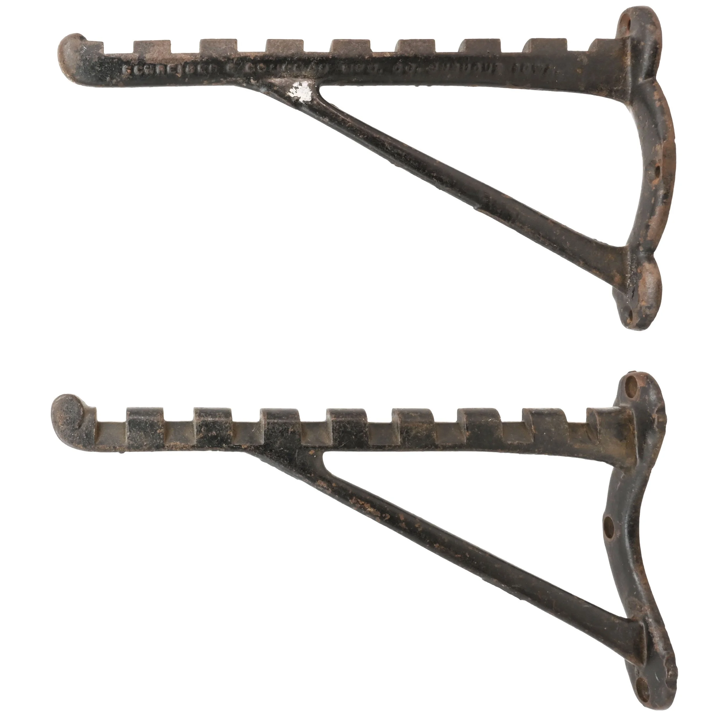 27416 pair of schreiber conchar cast iron horse tack or harness hangers 2.jpg