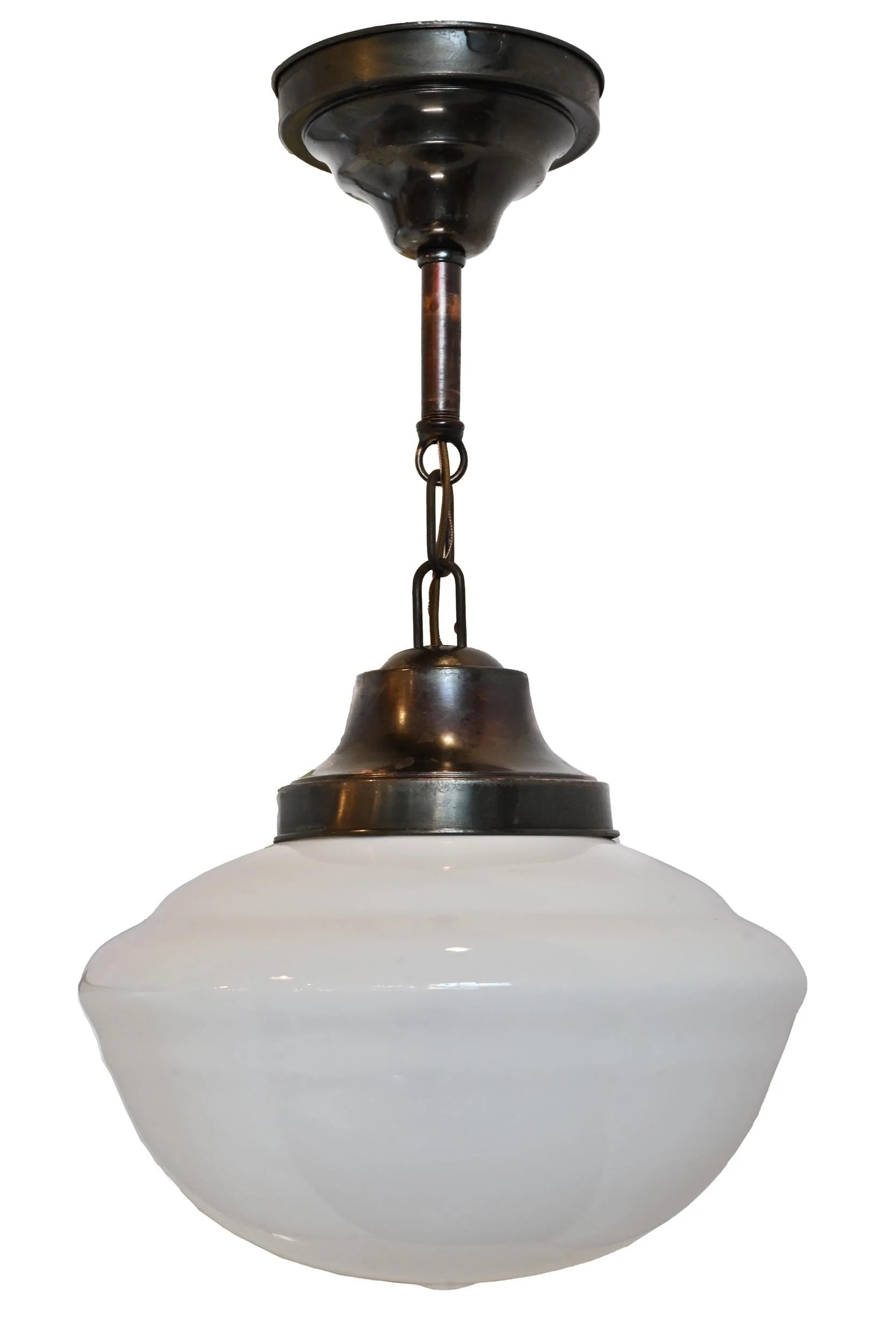 moe bridges 13" schoolhouse antique brass fixture