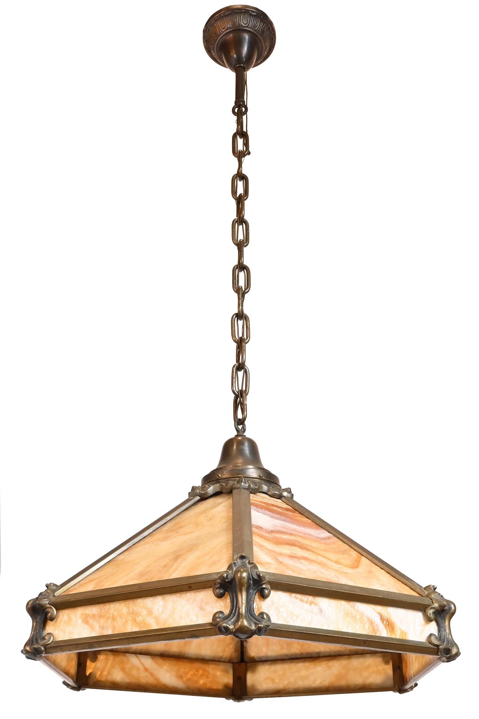 27827 large carmel slag glass table chandelier 1.jpg