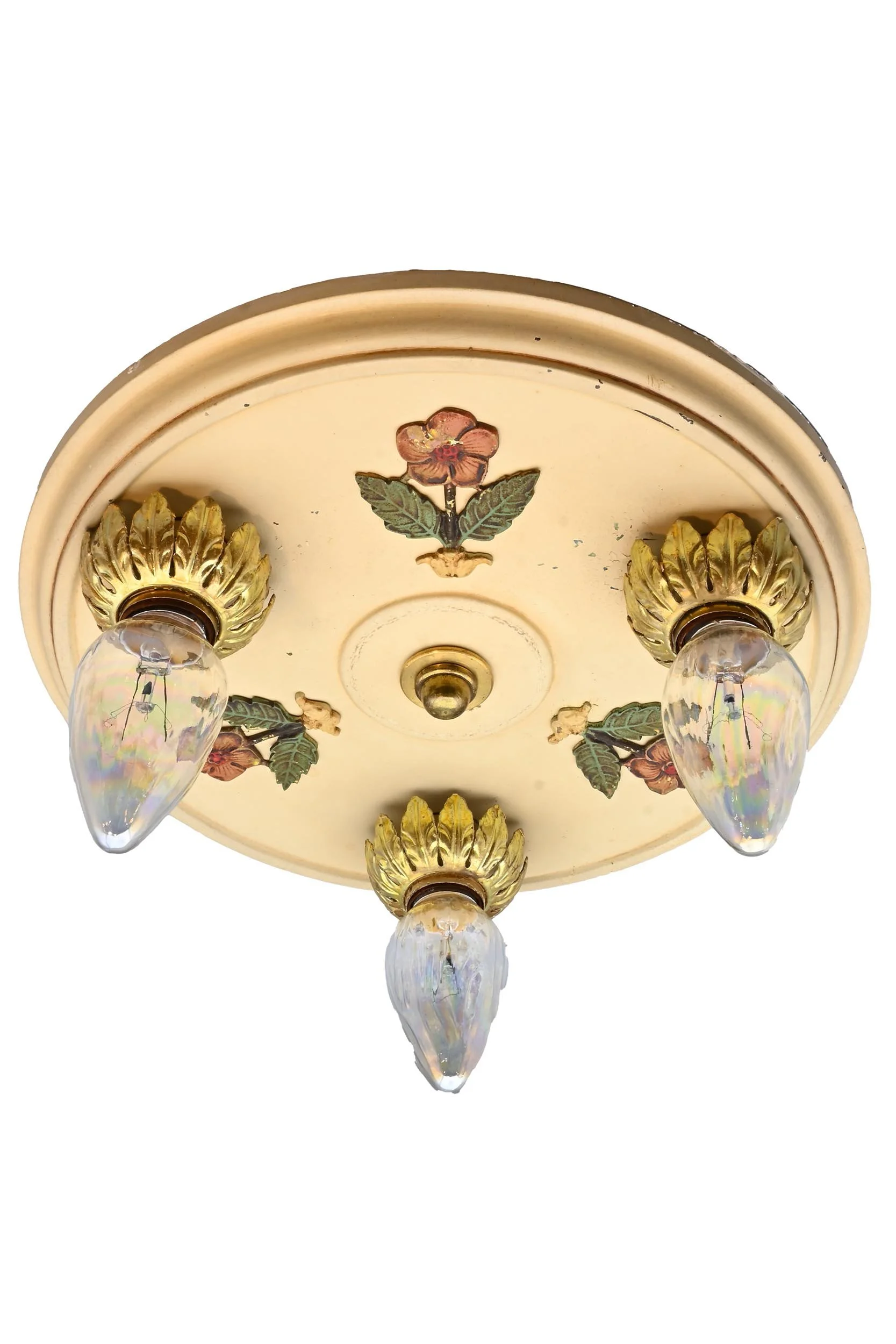 27623 cream painted three bulb flush with flower 2.jpg