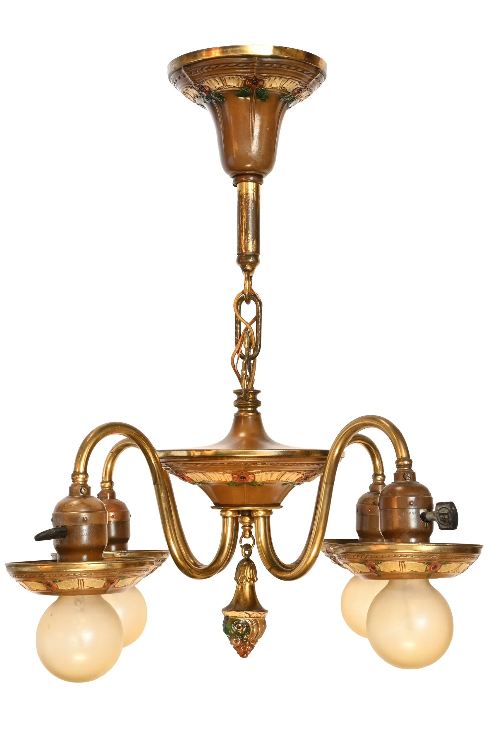 27250 brass four bulb polychrome chandelier 1.jpg