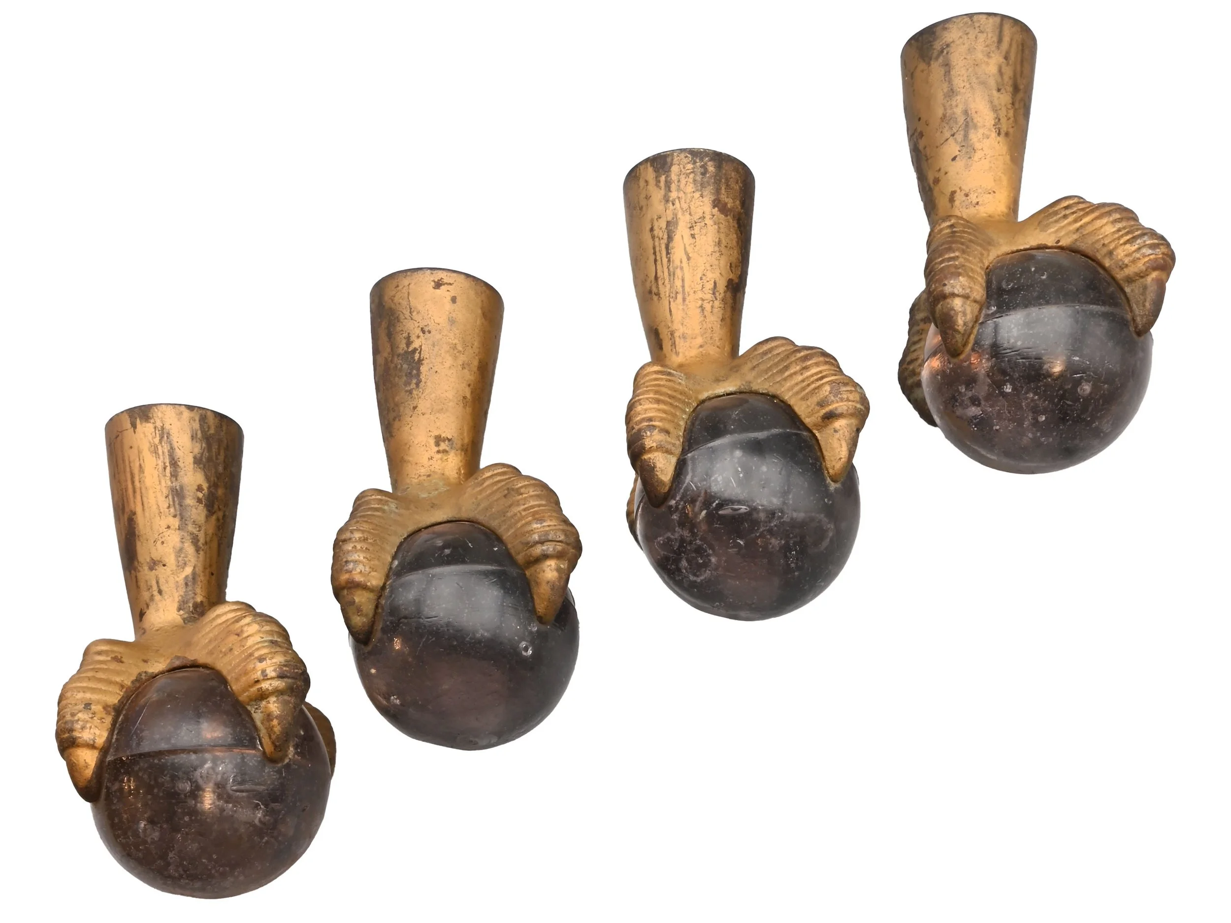 27596 set of four cast iron claw and glass ball furniture feet 2.jpg
