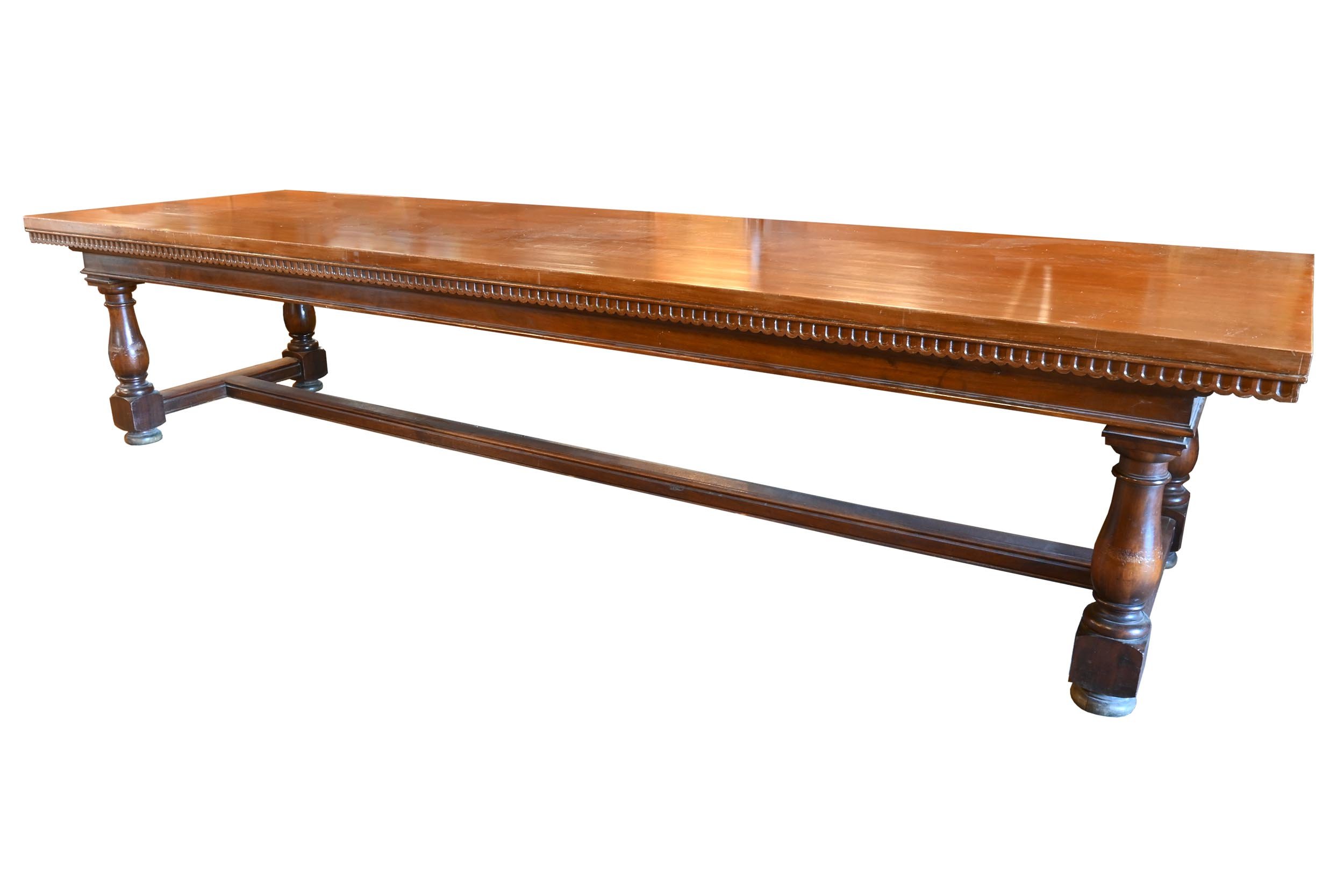12 foot long james j hill reference library table with stylized egg & dart trim