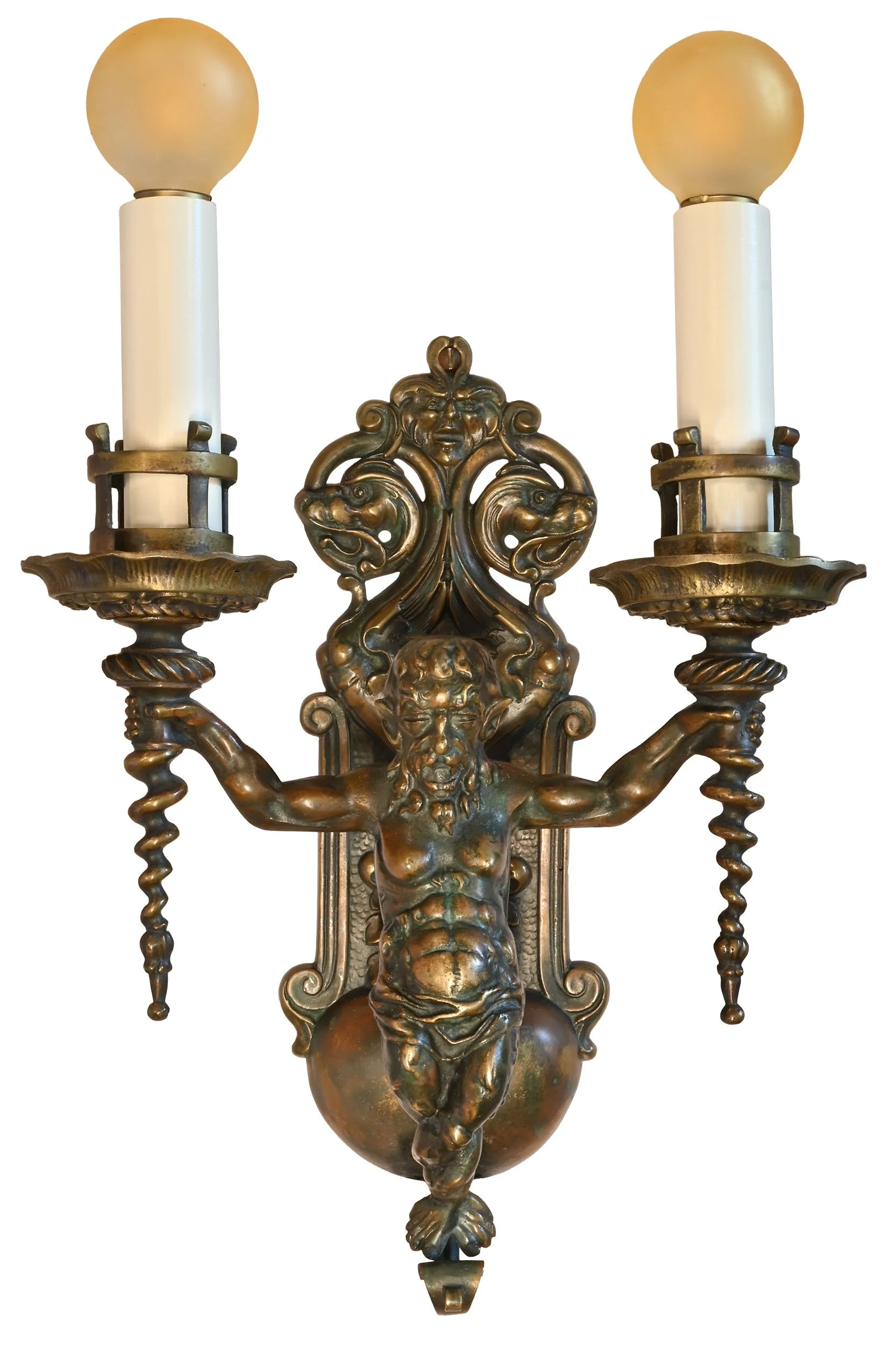27756 cast brass merman two candle sconce 1.jpg