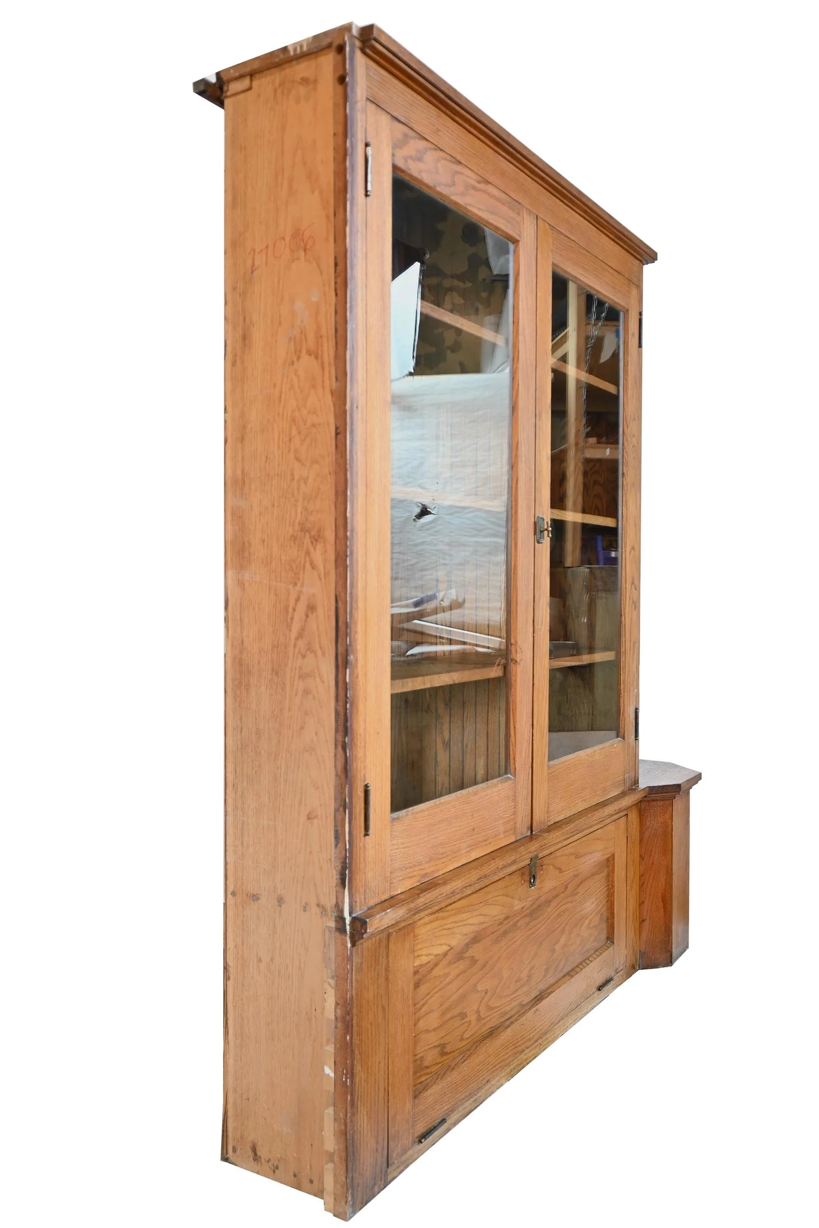 27008 oak double glass door bookcase 4.jpg