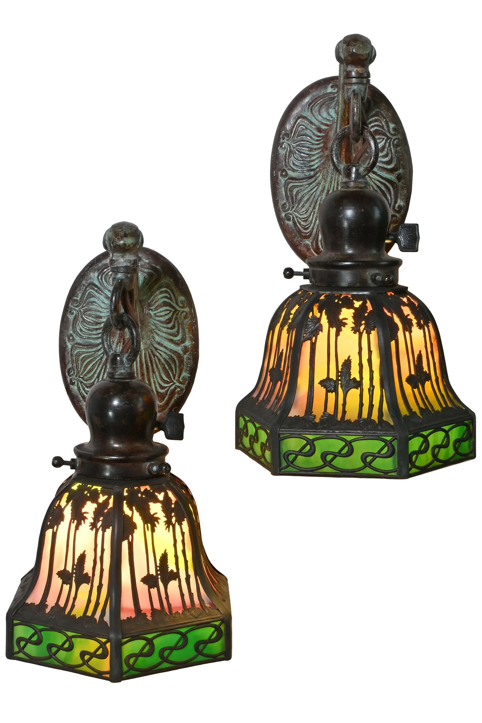 27217 handel nouveau slag glass palm sconces with fixture 4.jpg